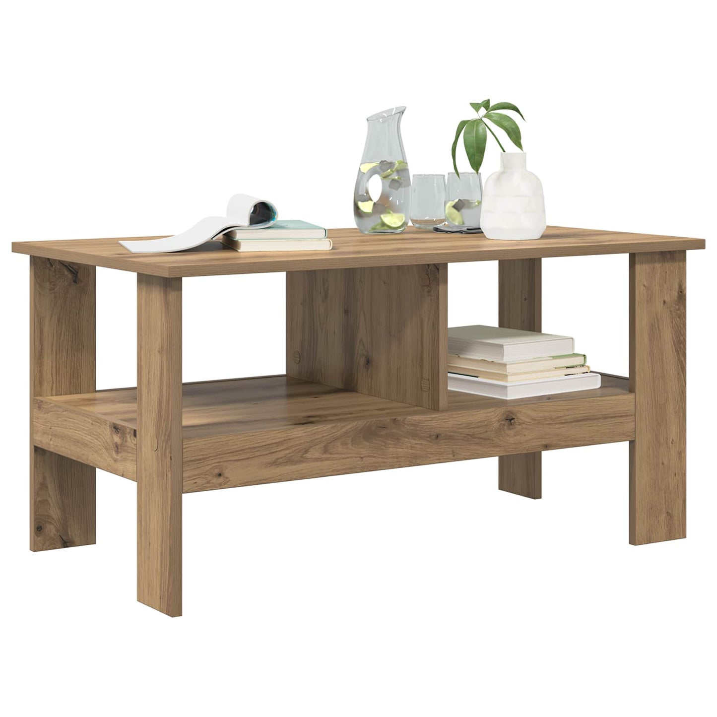 Salontafel Artisan Eiken 90 x 50 x 45 cm Bewerkt hout is nu te koop bij PeponiXL, paradijselijk wonen!