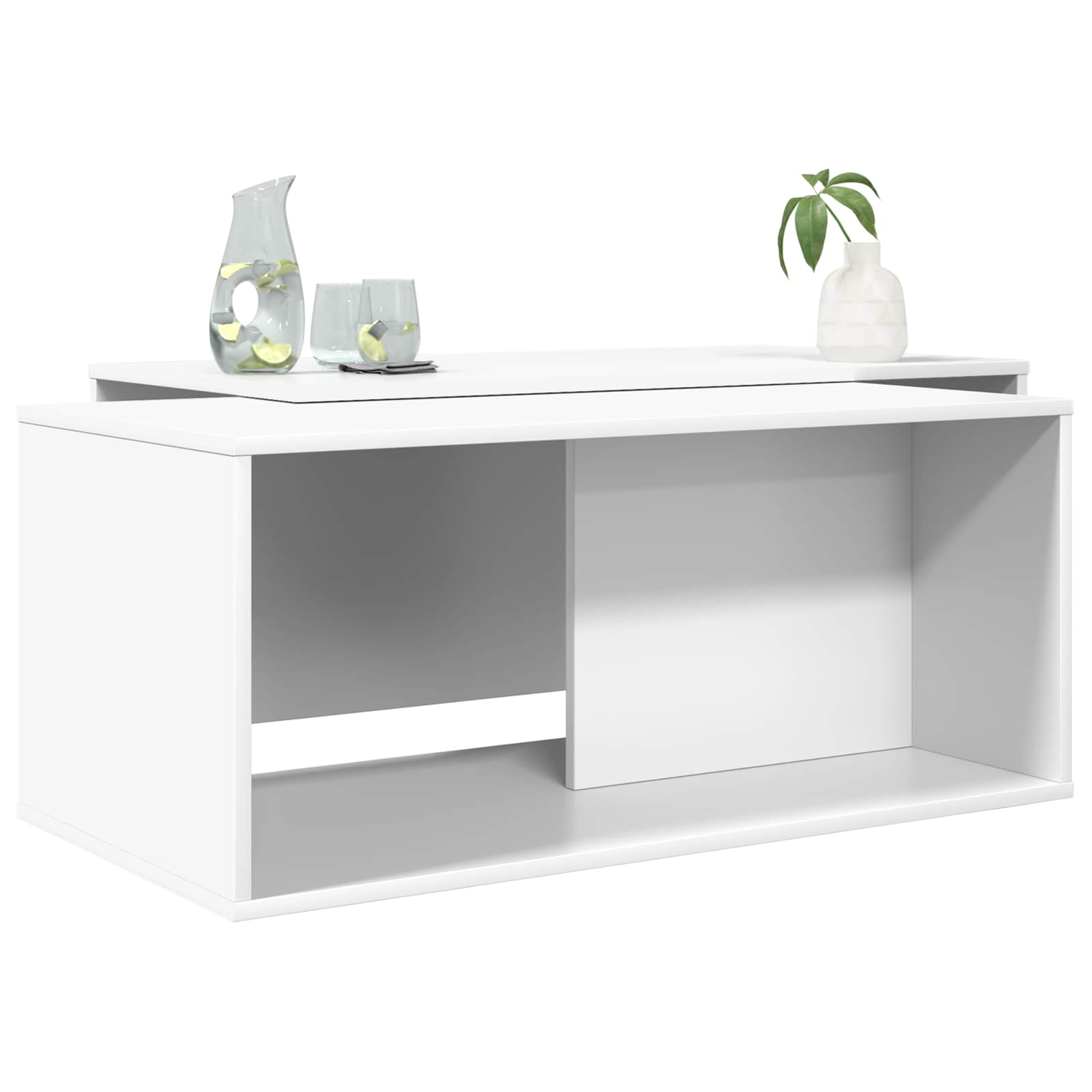 Koffietafel Set 2 pcs Wit Bewerkt hout is nu te koop bij PeponiXL, paradijselijk wonen!