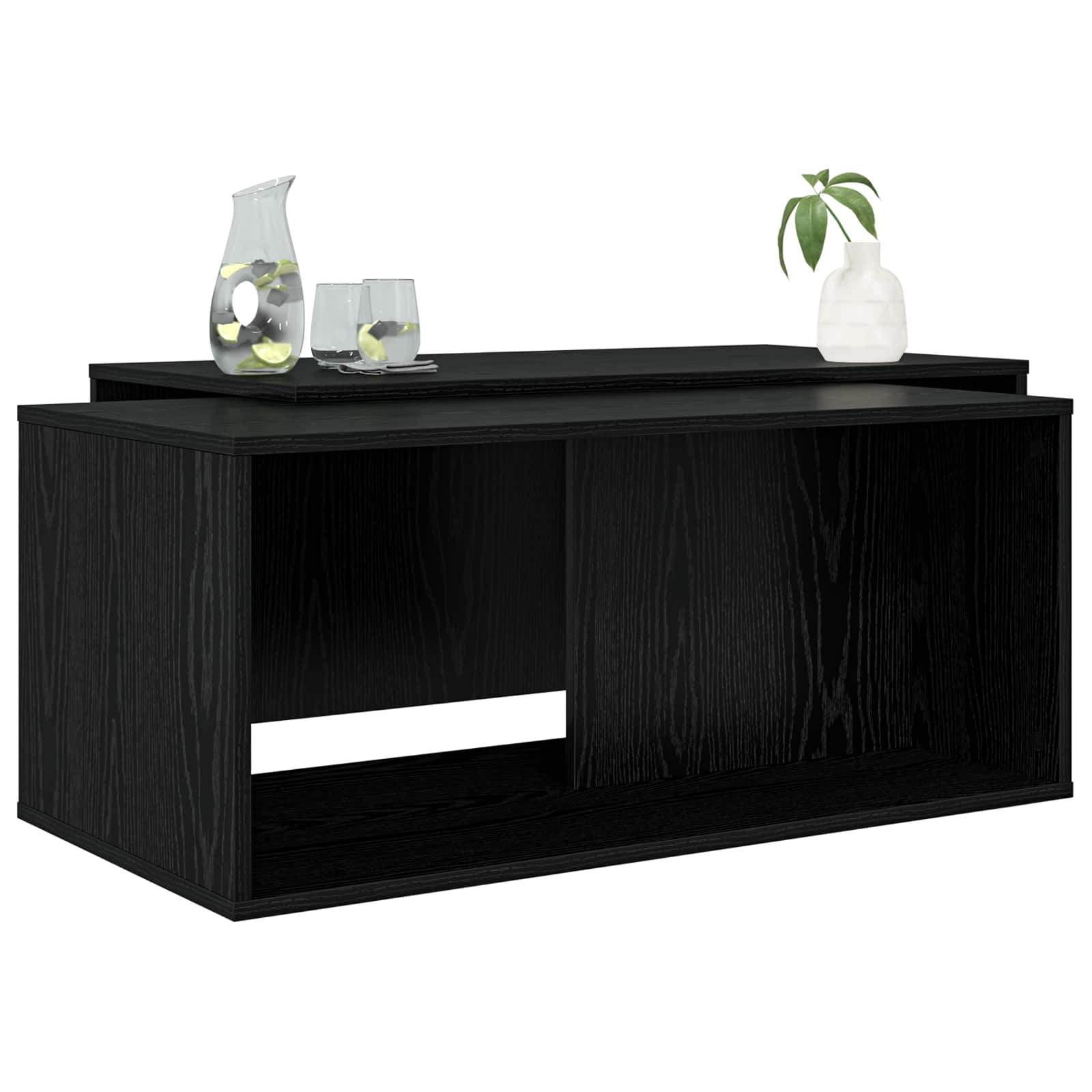 Koffietafel Set 2 pcs Zwart Eiken Bewerkt hout is nu te koop bij PeponiXL, paradijselijk wonen!