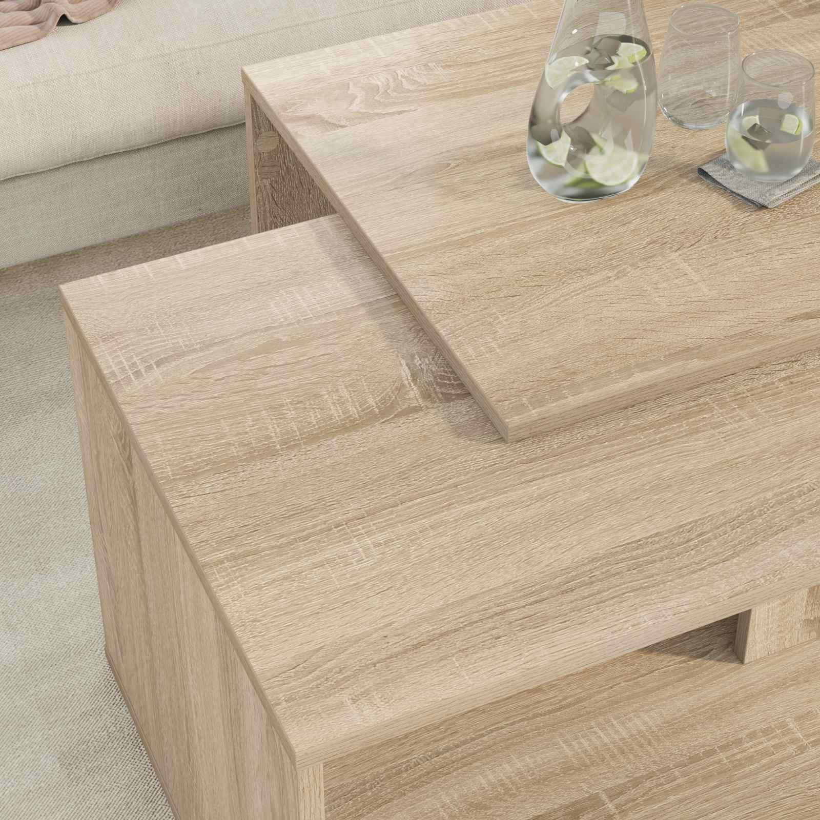 Koffietafel Set 2 pcs Sonoma Eiken Bewerkt hout is nu te koop bij PeponiXL, paradijselijk wonen!