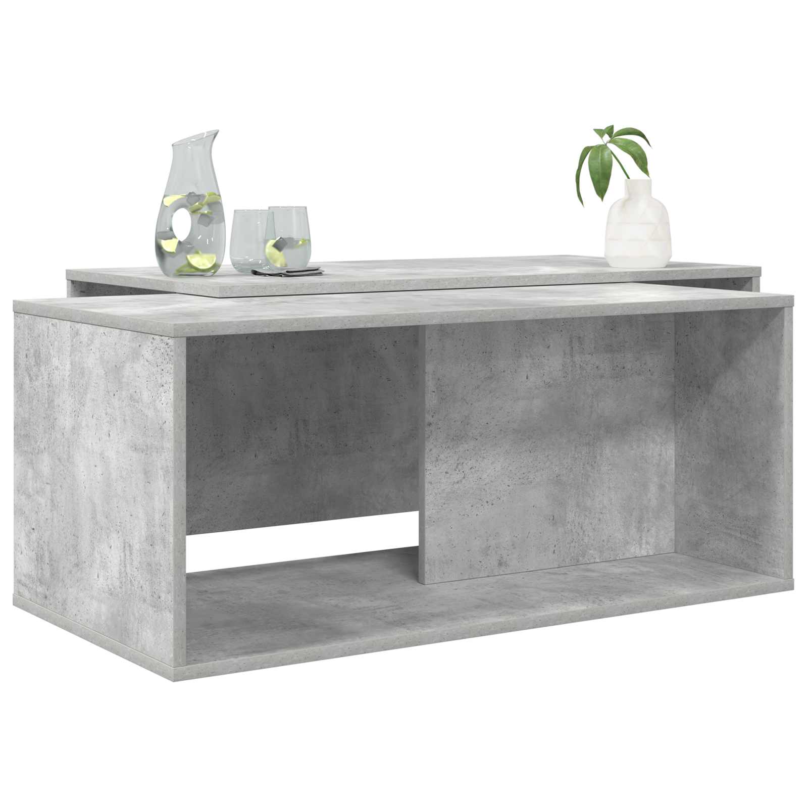 Koffietafel Set 2 pcs Beton Grijs Bewerkt hout is nu te koop bij PeponiXL, paradijselijk wonen!