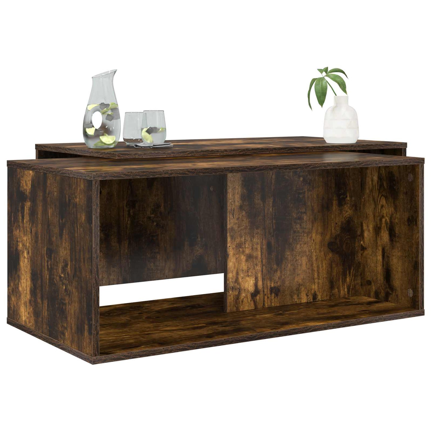 Koffietafel Set 2 pcs Gerookt eiken Bewerkt hout is nu te koop bij PeponiXL, paradijselijk wonen!
