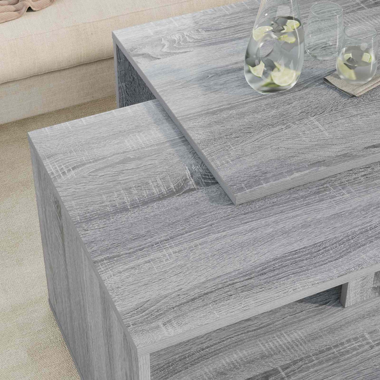 Koffietafel Set 2 pcs Grijs Sonoma Bewerkt hout is nu te koop bij PeponiXL, paradijselijk wonen!