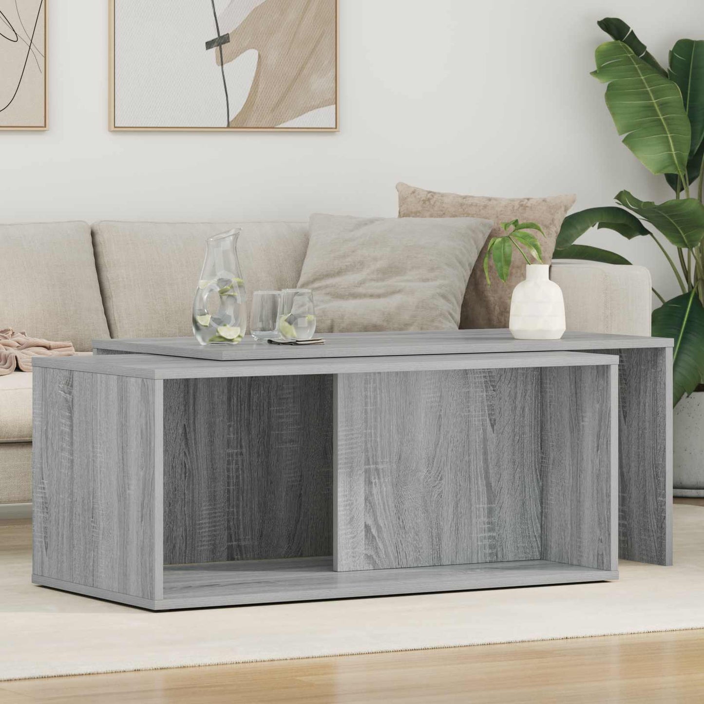 Koffietafel Set 2 pcs Grijs Sonoma Bewerkt hout is nu te koop bij PeponiXL, paradijselijk wonen!