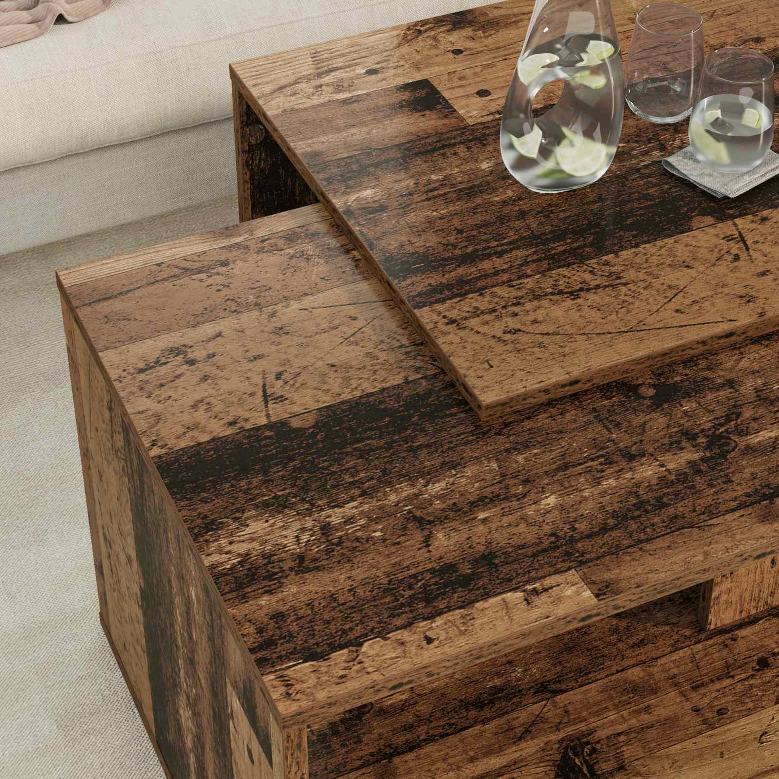 Koffietafel Set 2 pcs Oudhout Bewerkt hout is nu te koop bij PeponiXL, paradijselijk wonen!