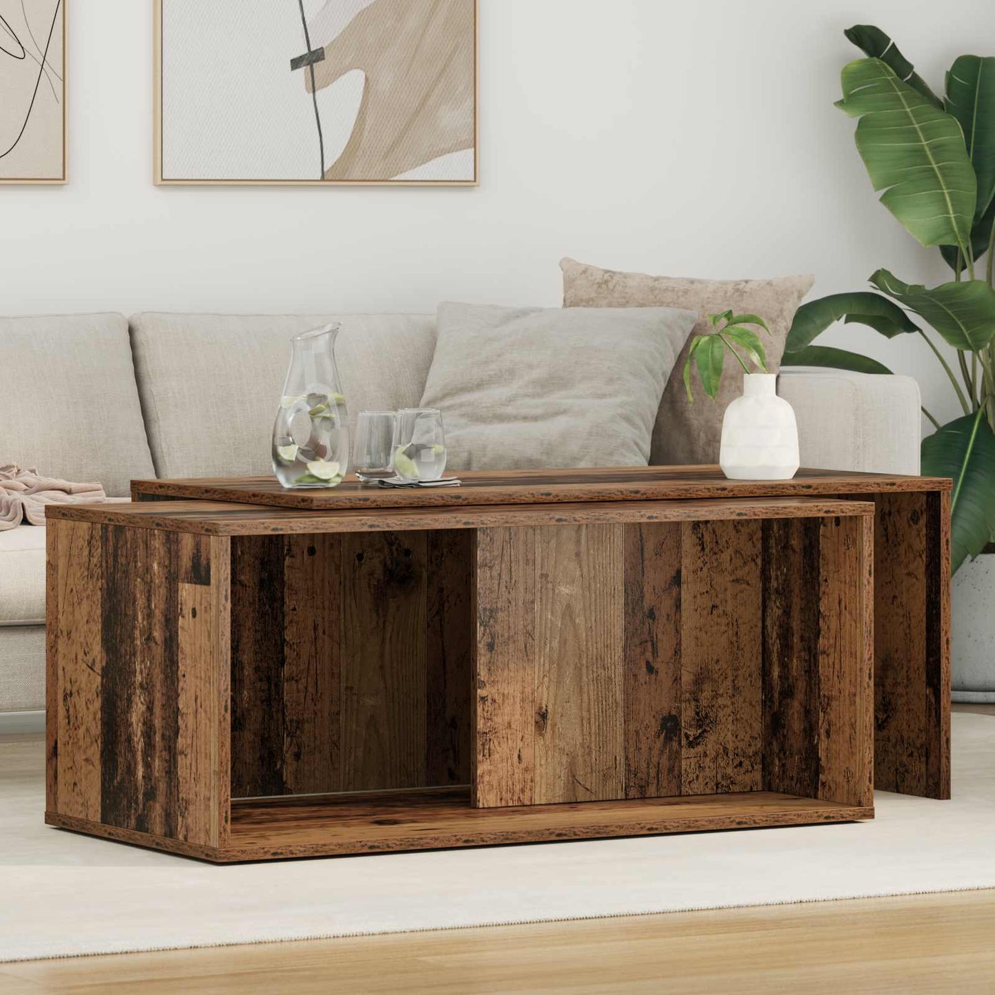 Koffietafel Set 2 pcs Oudhout Bewerkt hout is nu te koop bij PeponiXL, paradijselijk wonen!