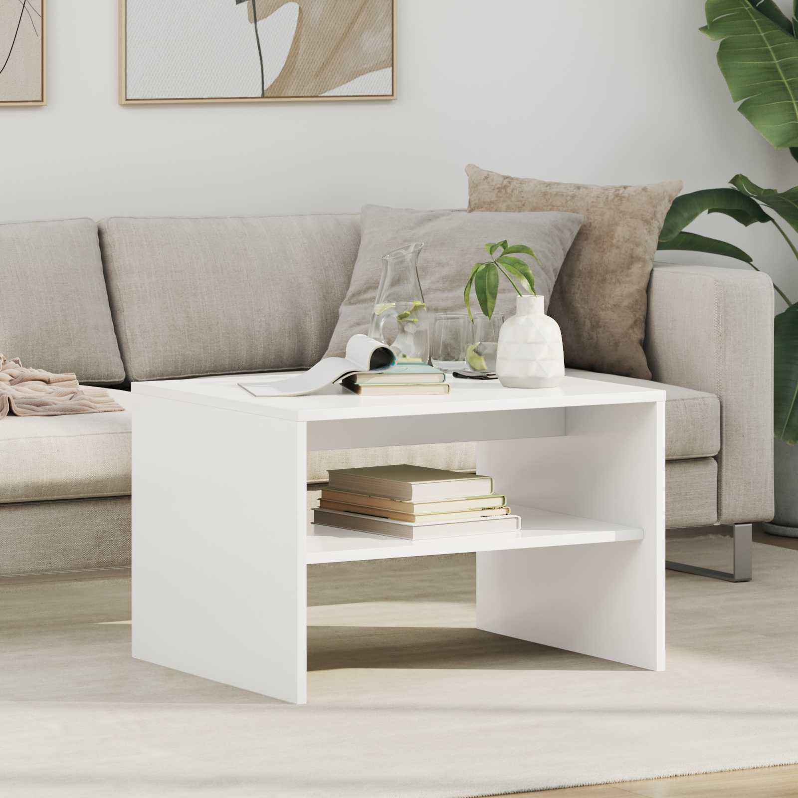 Salontafel Wit 60 x 50 x 40 cm Bewerkt hout is nu te koop bij PeponiXL, paradijselijk wonen!