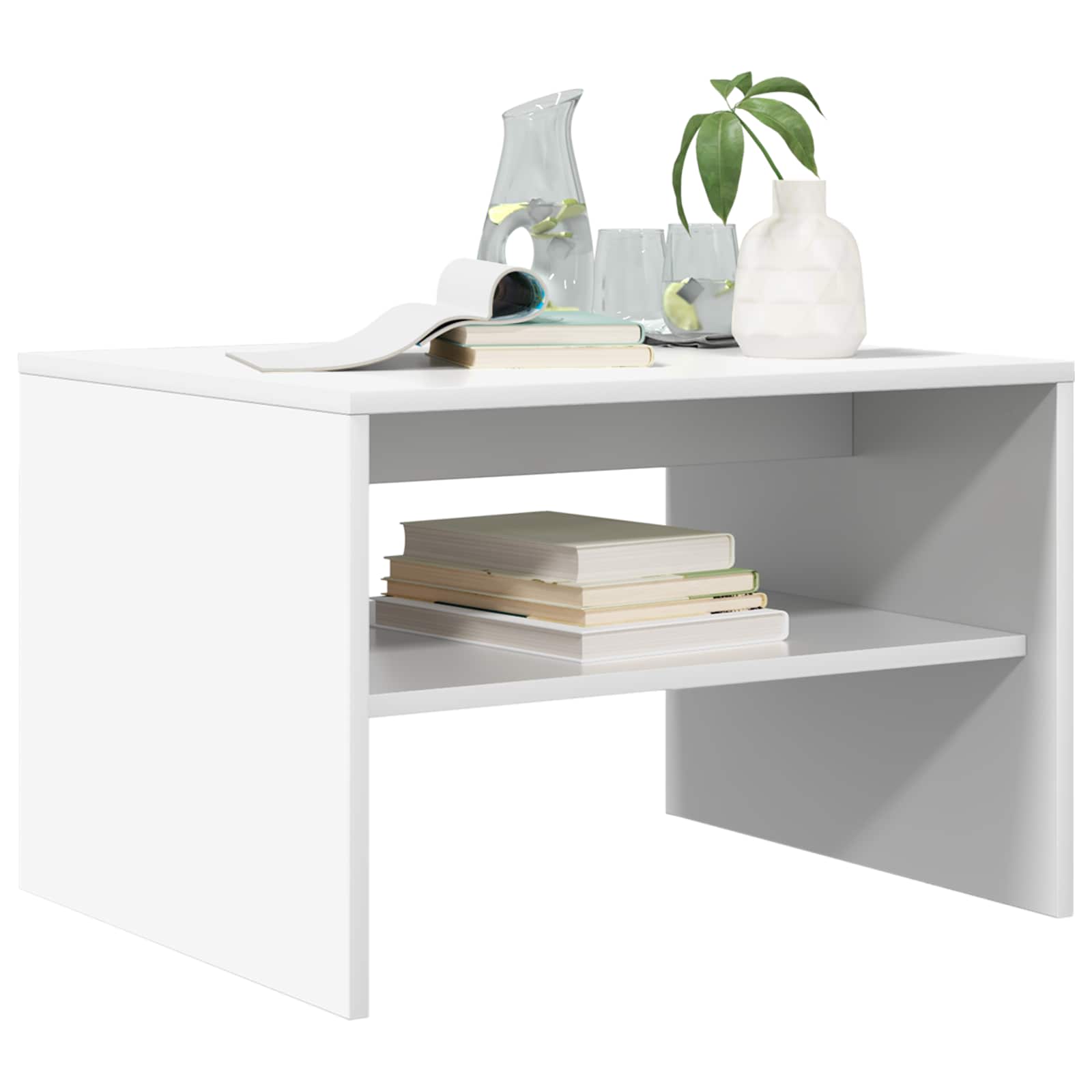 Salontafel Wit 60 x 50 x 40 cm Bewerkt hout is nu te koop bij PeponiXL, paradijselijk wonen!