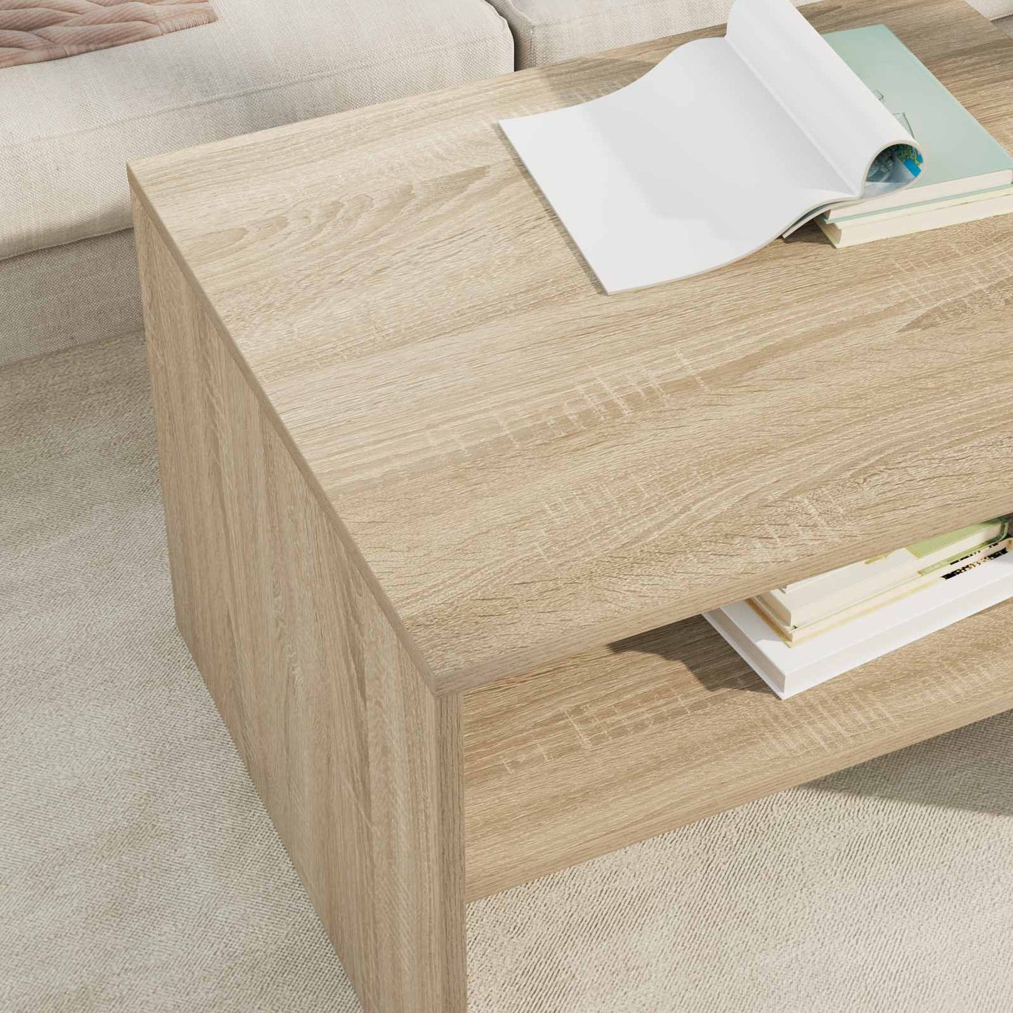 Salontafel Sonoma Eiken 60 x 50 x 40 cm Bewerkt hout is nu te koop bij PeponiXL, paradijselijk wonen!