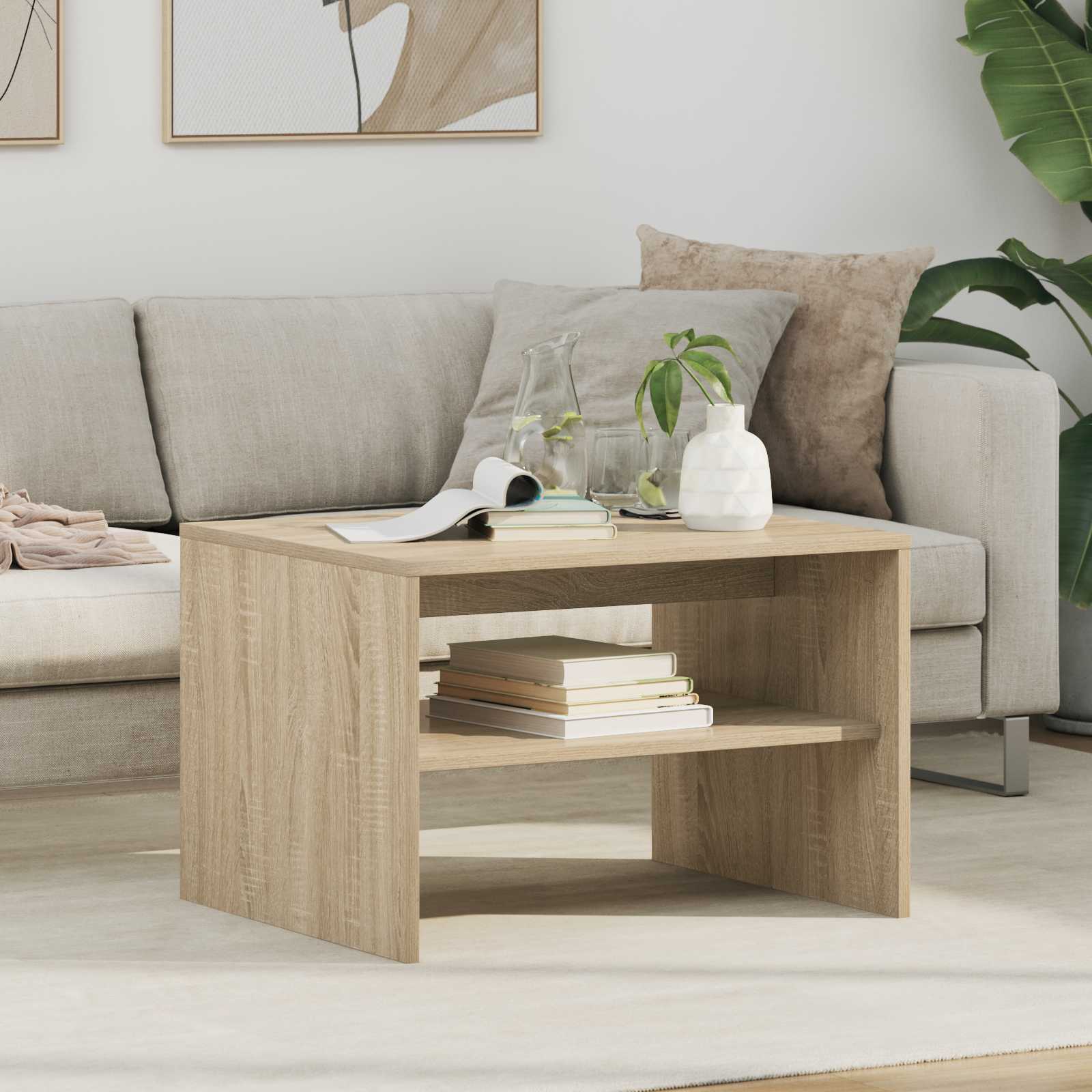 Salontafel Sonoma Eiken 60 x 50 x 40 cm Bewerkt hout is nu te koop bij PeponiXL, paradijselijk wonen!