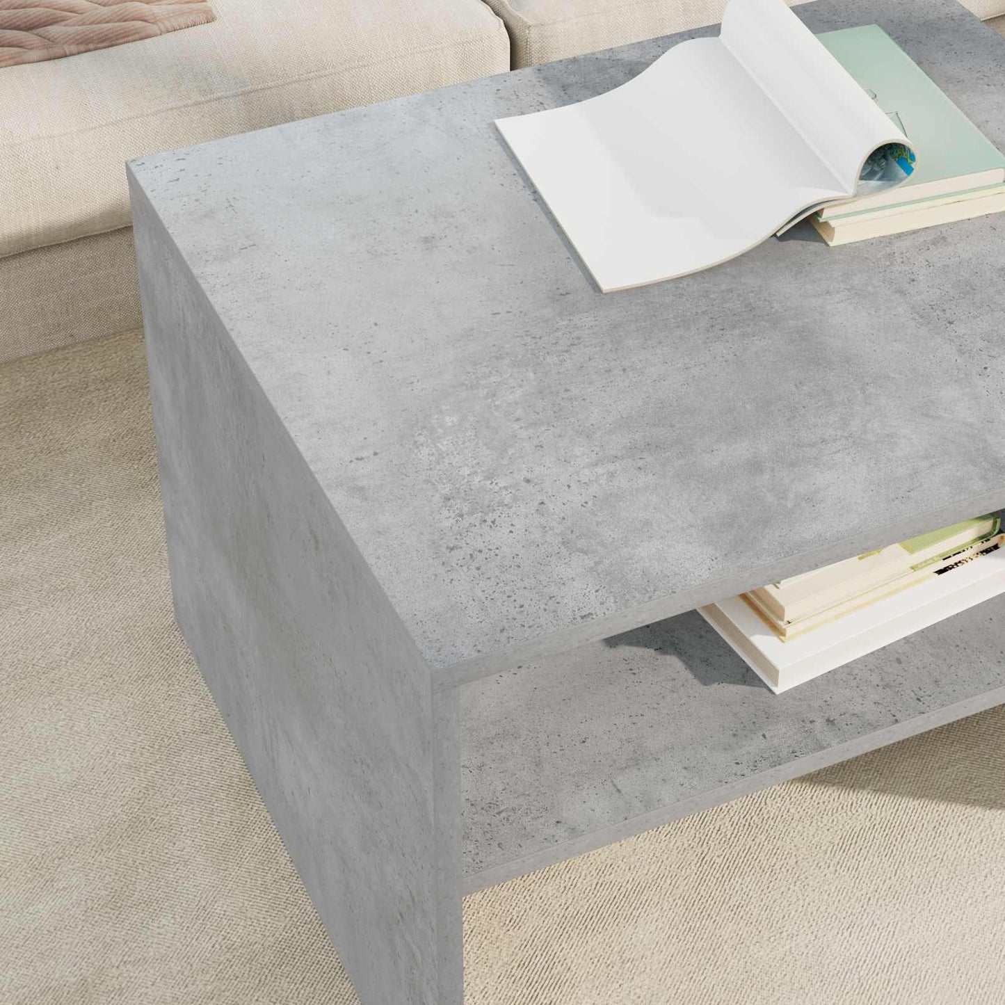 Salontafel Beton Grijs 60 x 50 x 40 cm Bewerkt hout is nu te koop bij PeponiXL, paradijselijk wonen!