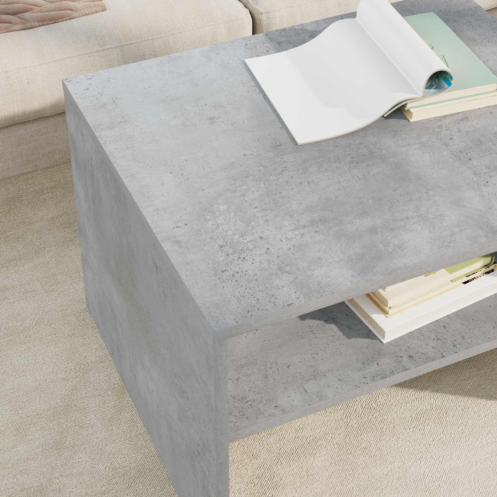 Salontafel Beton Grijs 60 x 50 x 40 cm Bewerkt hout is nu te koop bij PeponiXL, paradijselijk wonen!