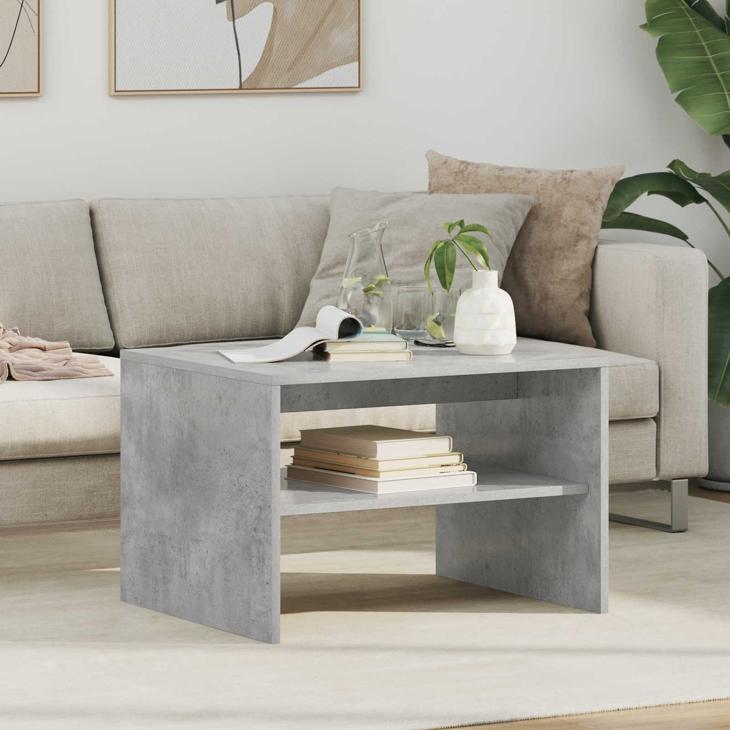 Salontafel Beton Grijs 60 x 50 x 40 cm Bewerkt hout is nu te koop bij PeponiXL, paradijselijk wonen!