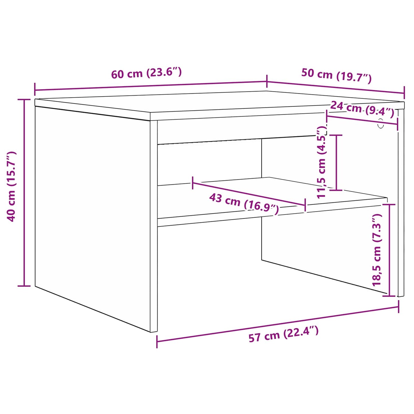 Salontafel Beton Grijs 60 x 50 x 40 cm Bewerkt hout is nu te koop bij PeponiXL, paradijselijk wonen!