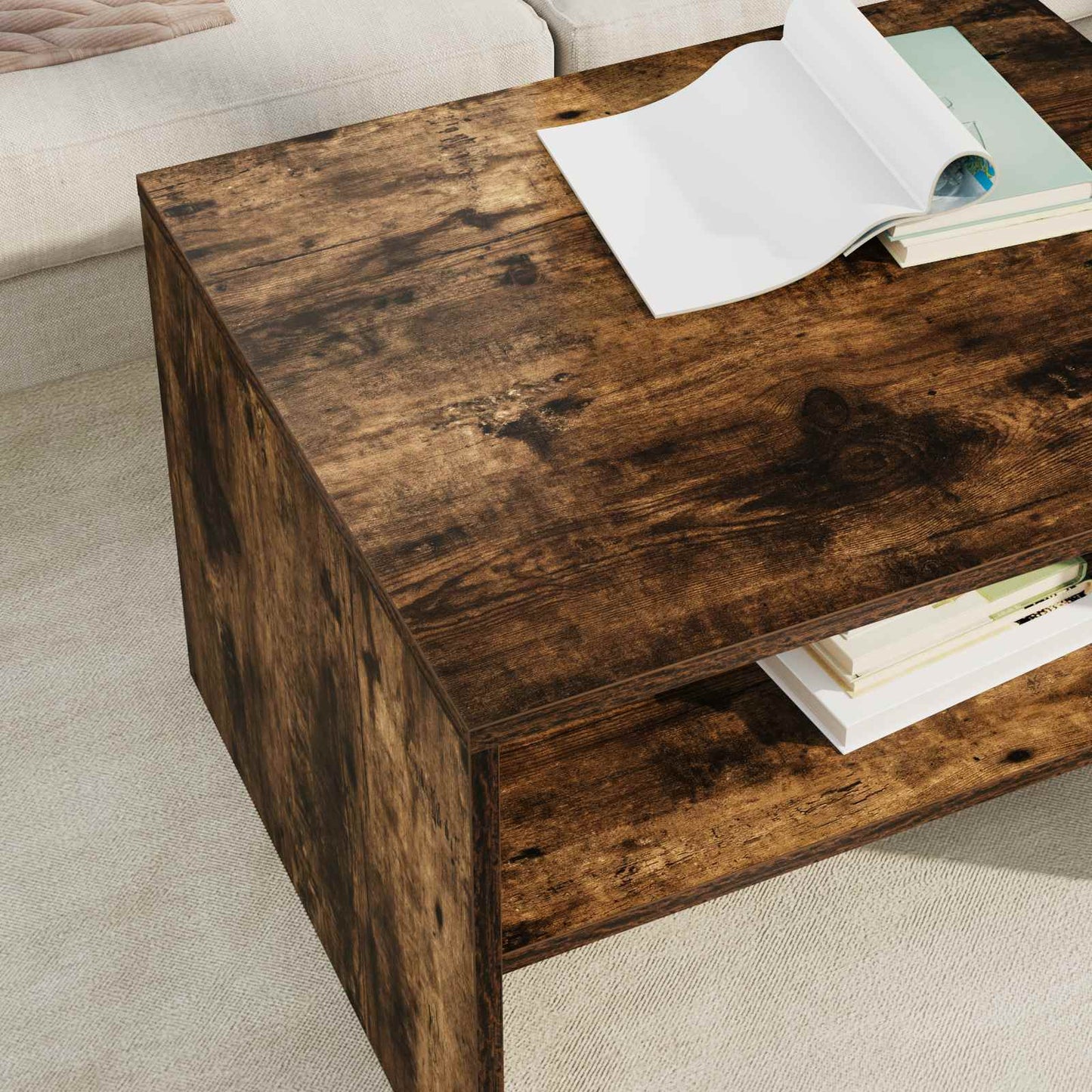 Salontafel Gerookt eiken 60 x 50 x 40 cm Bewerkt hout is nu te koop bij PeponiXL, paradijselijk wonen!