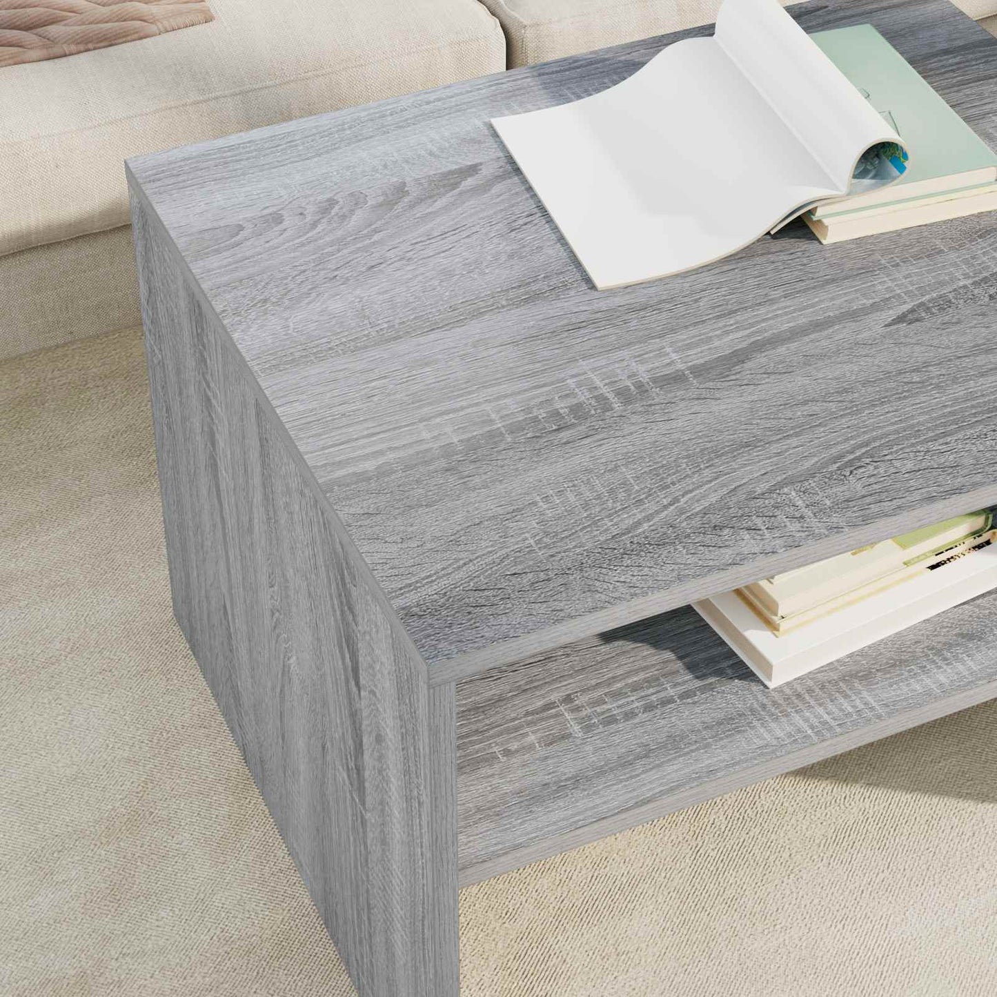 Salontafel Grijs Sonoma 60 x 50 x 40 cm Bewerkt hout is nu te koop bij PeponiXL, paradijselijk wonen!