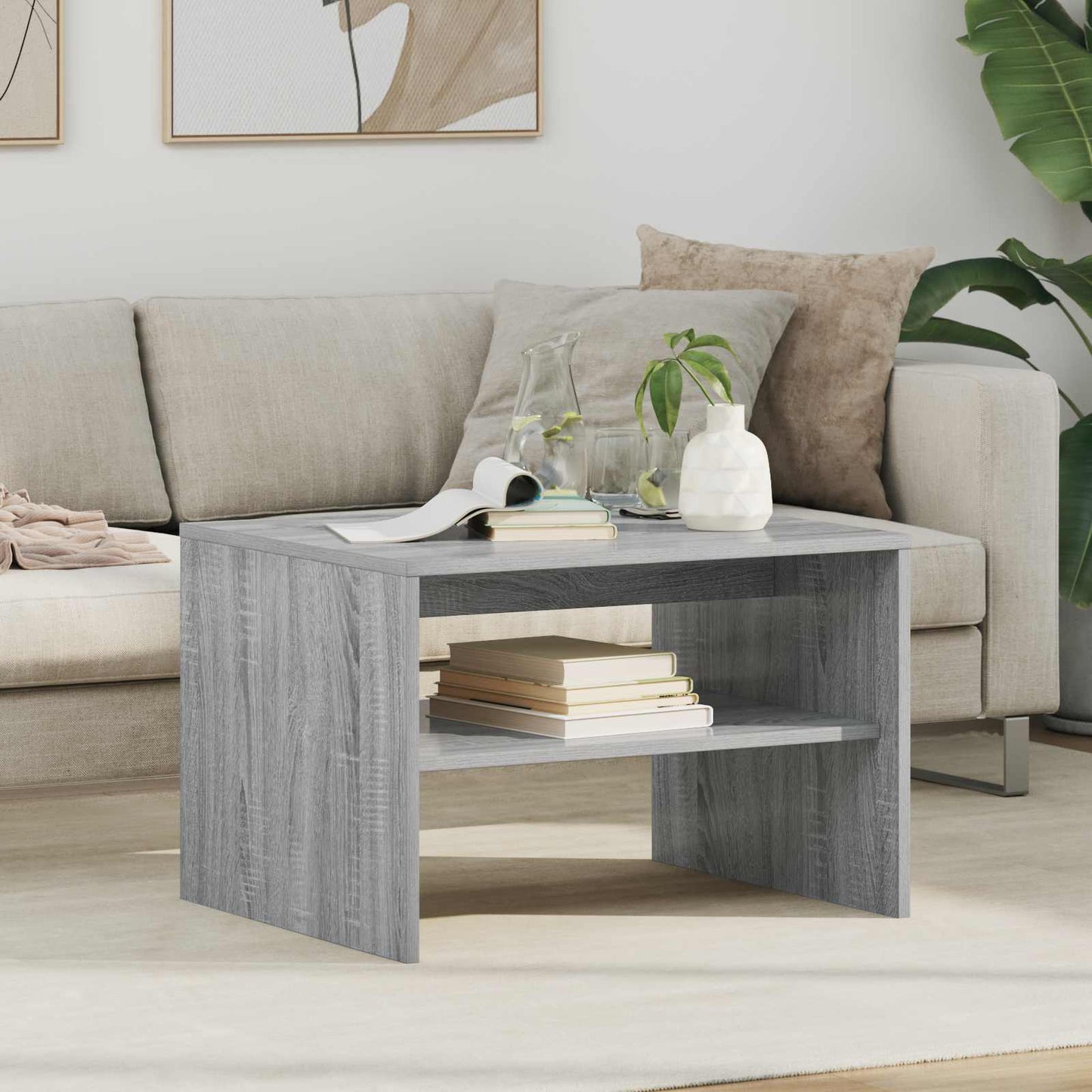 Salontafel Grijs Sonoma 60 x 50 x 40 cm Bewerkt hout is nu te koop bij PeponiXL, paradijselijk wonen!