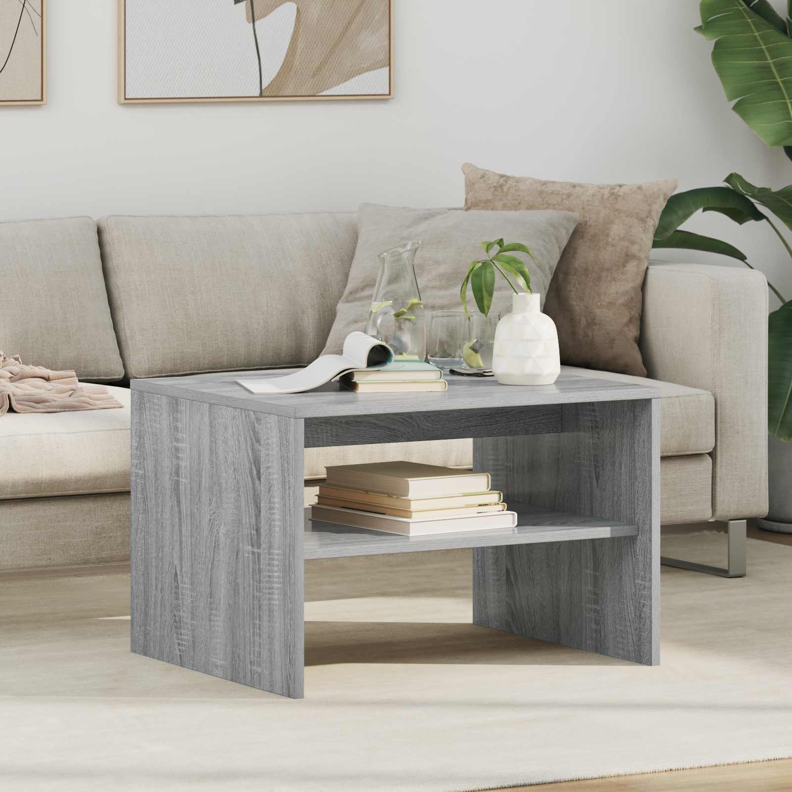 Salontafel Grijs Sonoma 60 x 50 x 40 cm Bewerkt hout is nu te koop bij PeponiXL, paradijselijk wonen!