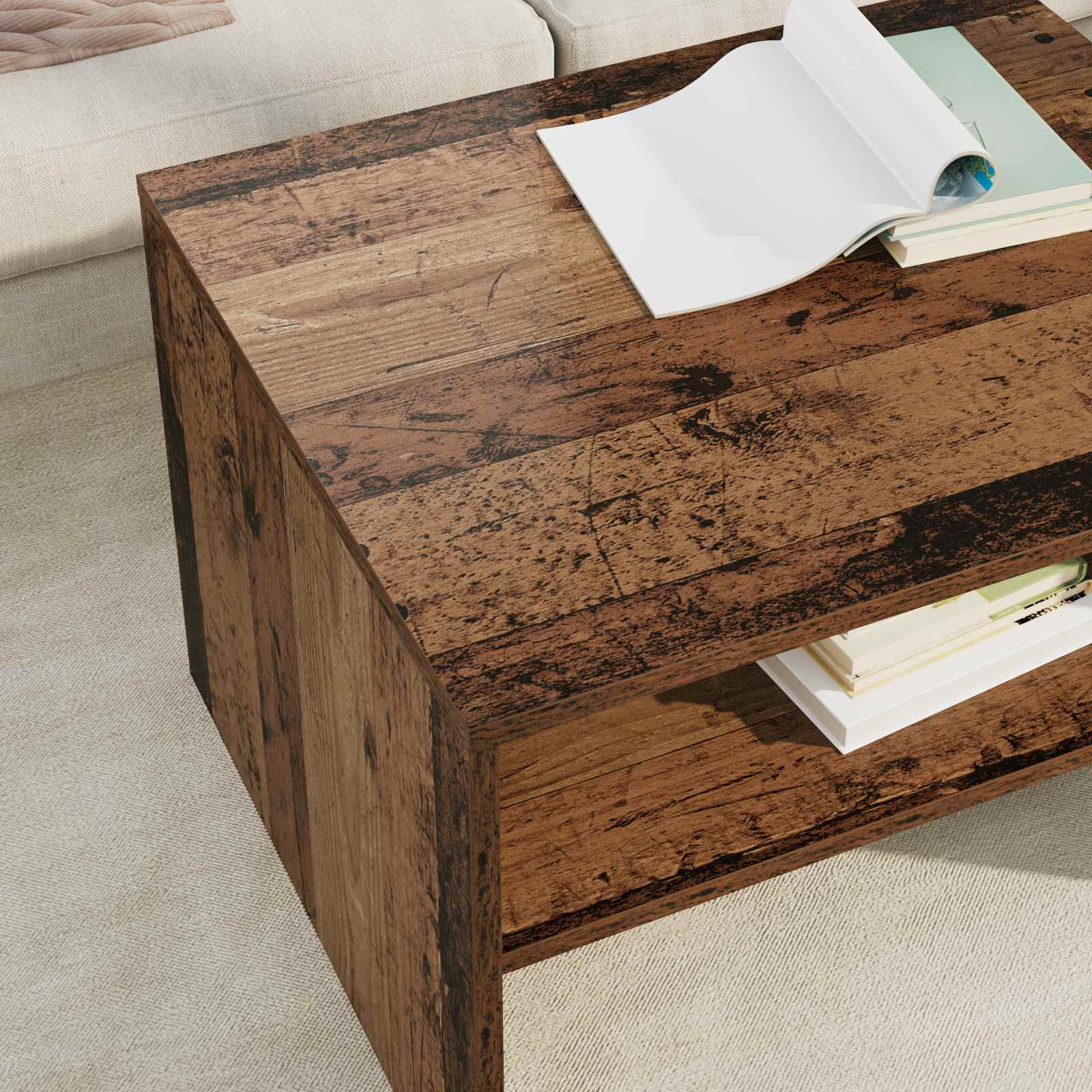 Salontafel Oudhout 60 x 50 x 40 cm Bewerkt hout is nu te koop bij PeponiXL, paradijselijk wonen!