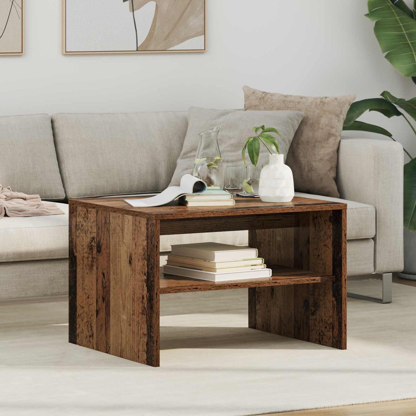 Salontafel Oudhout 60 x 50 x 40 cm Bewerkt hout is nu te koop bij PeponiXL, paradijselijk wonen!