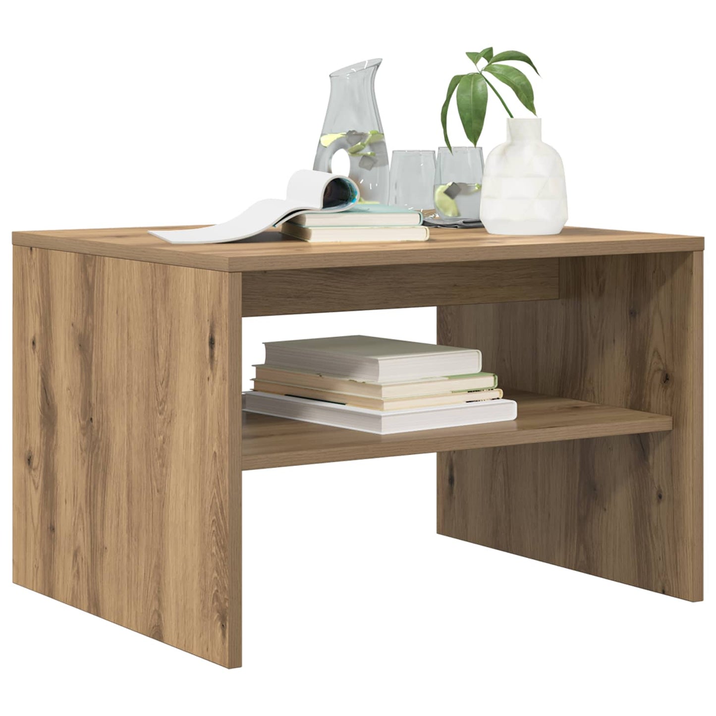 Salontafel Artisan Eiken 60 x 50 x 40 cm Bewerkt hout is nu te koop bij PeponiXL, paradijselijk wonen!