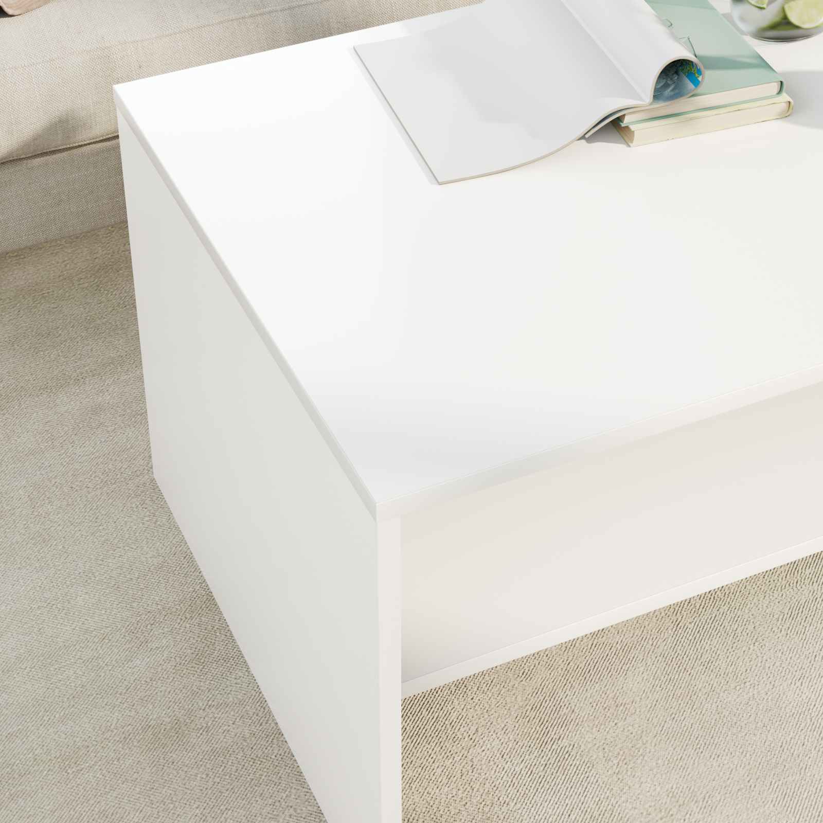 Salontafel Wit 80 x 50 x 40 cm Bewerkt hout is nu te koop bij PeponiXL, paradijselijk wonen!