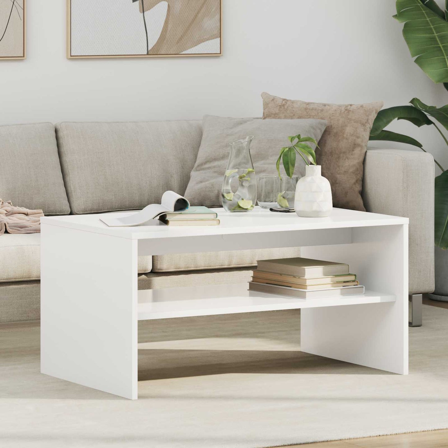 Salontafel Wit 80 x 50 x 40 cm Bewerkt hout is nu te koop bij PeponiXL, paradijselijk wonen!
