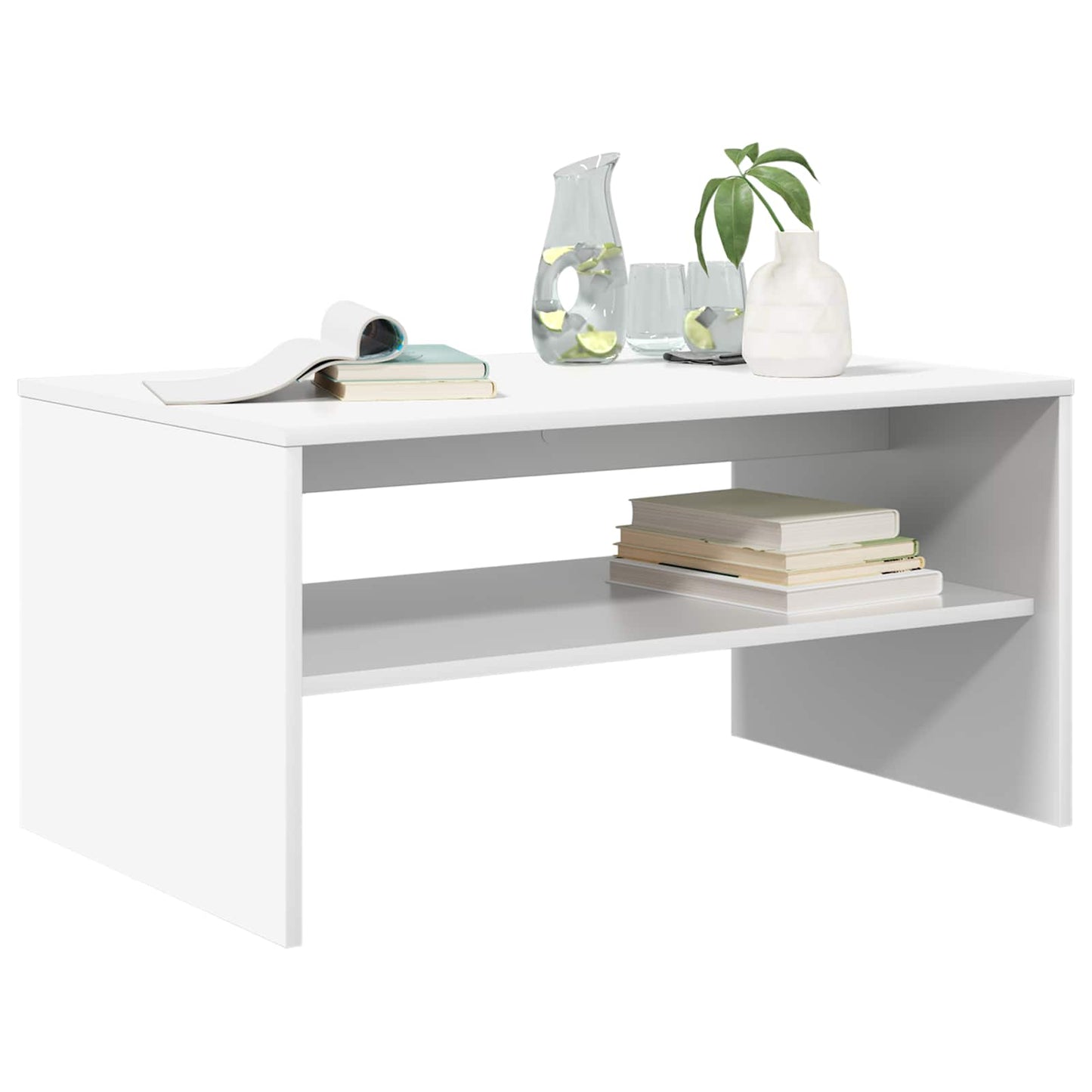Salontafel Wit 80 x 50 x 40 cm Bewerkt hout is nu te koop bij PeponiXL, paradijselijk wonen!
