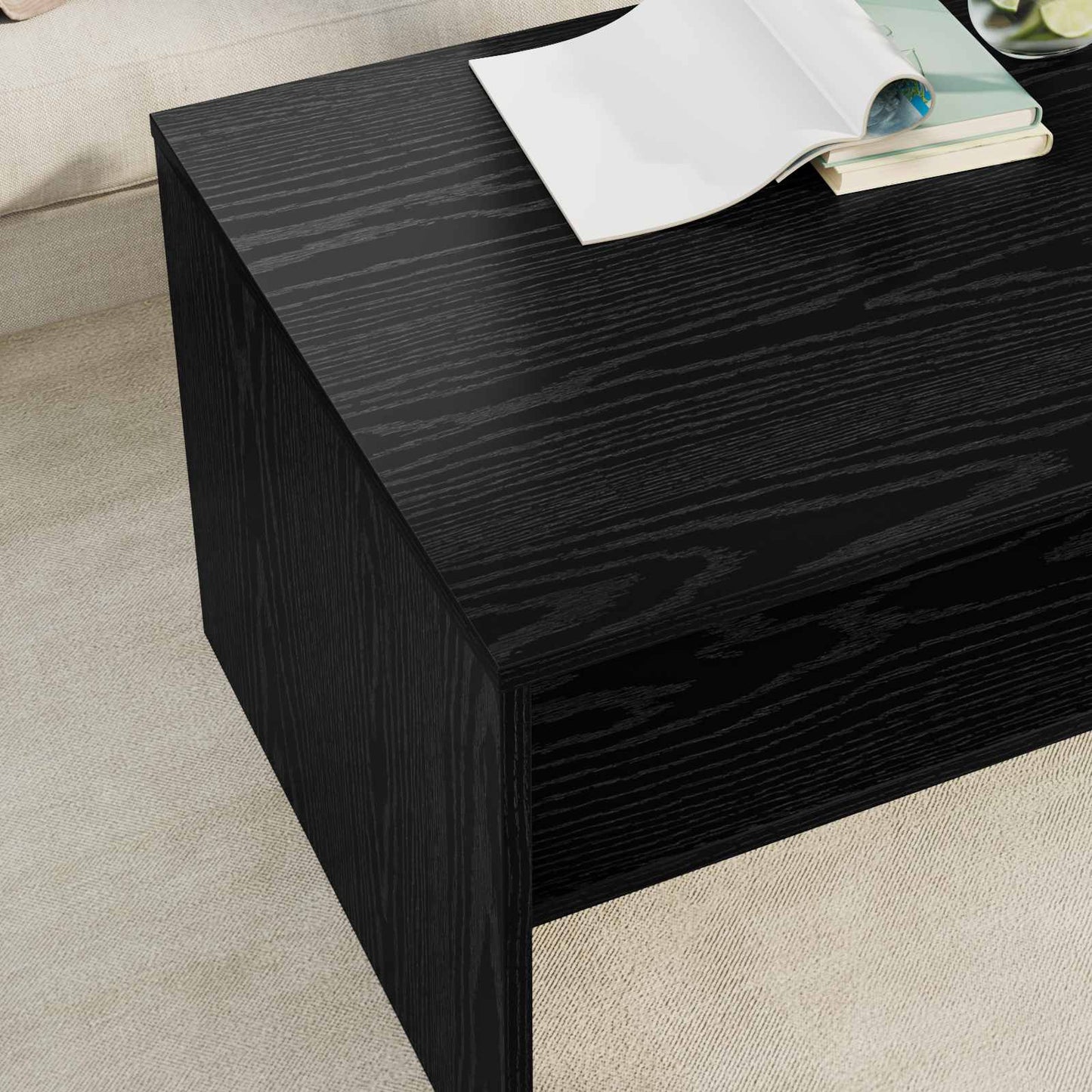 Salontafel Zwart Eiken 80 x 50 x 40 cm Bewerkt hout is nu te koop bij PeponiXL, paradijselijk wonen!