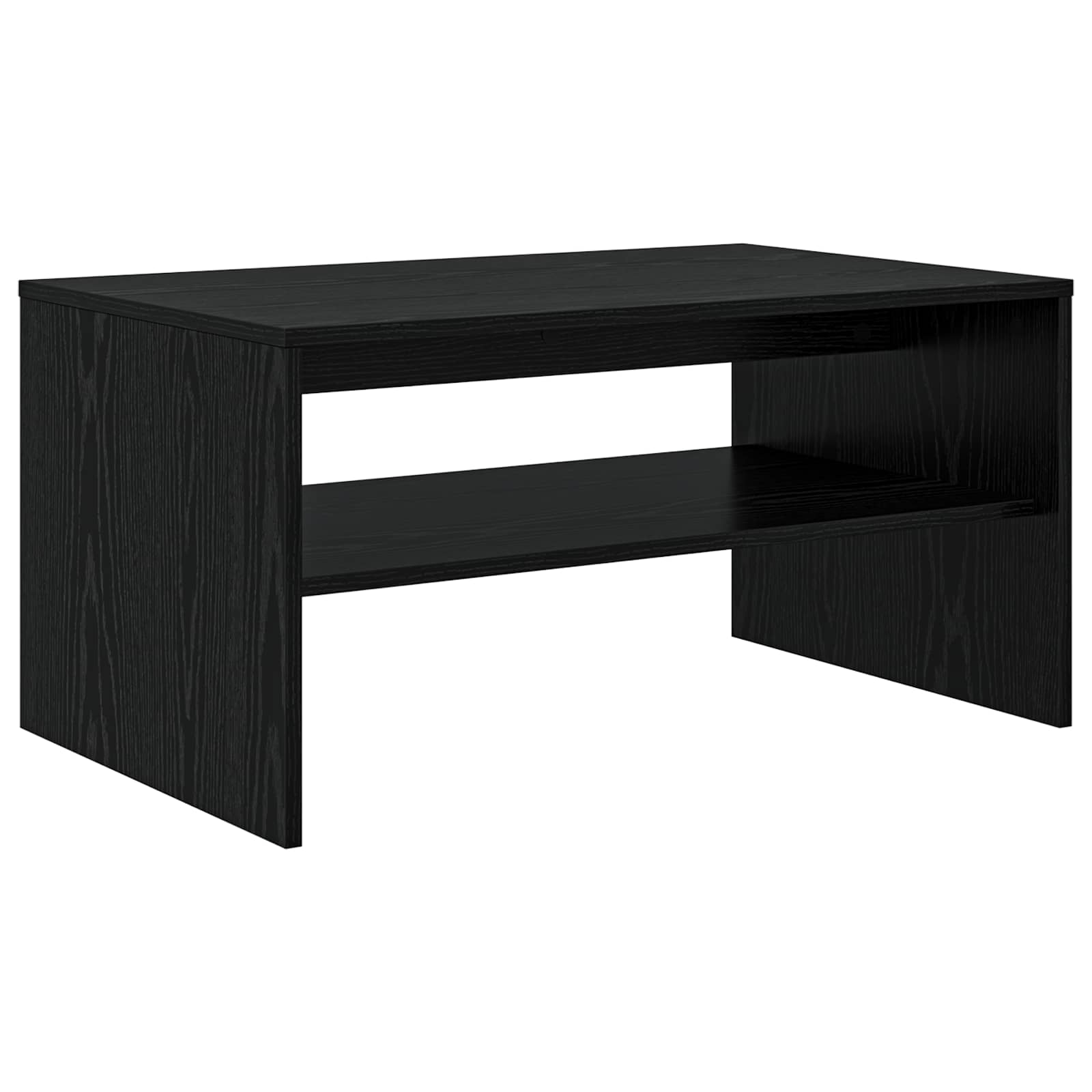 Salontafel Zwart Eiken 80 x 50 x 40 cm Bewerkt hout is nu te koop bij PeponiXL, paradijselijk wonen!