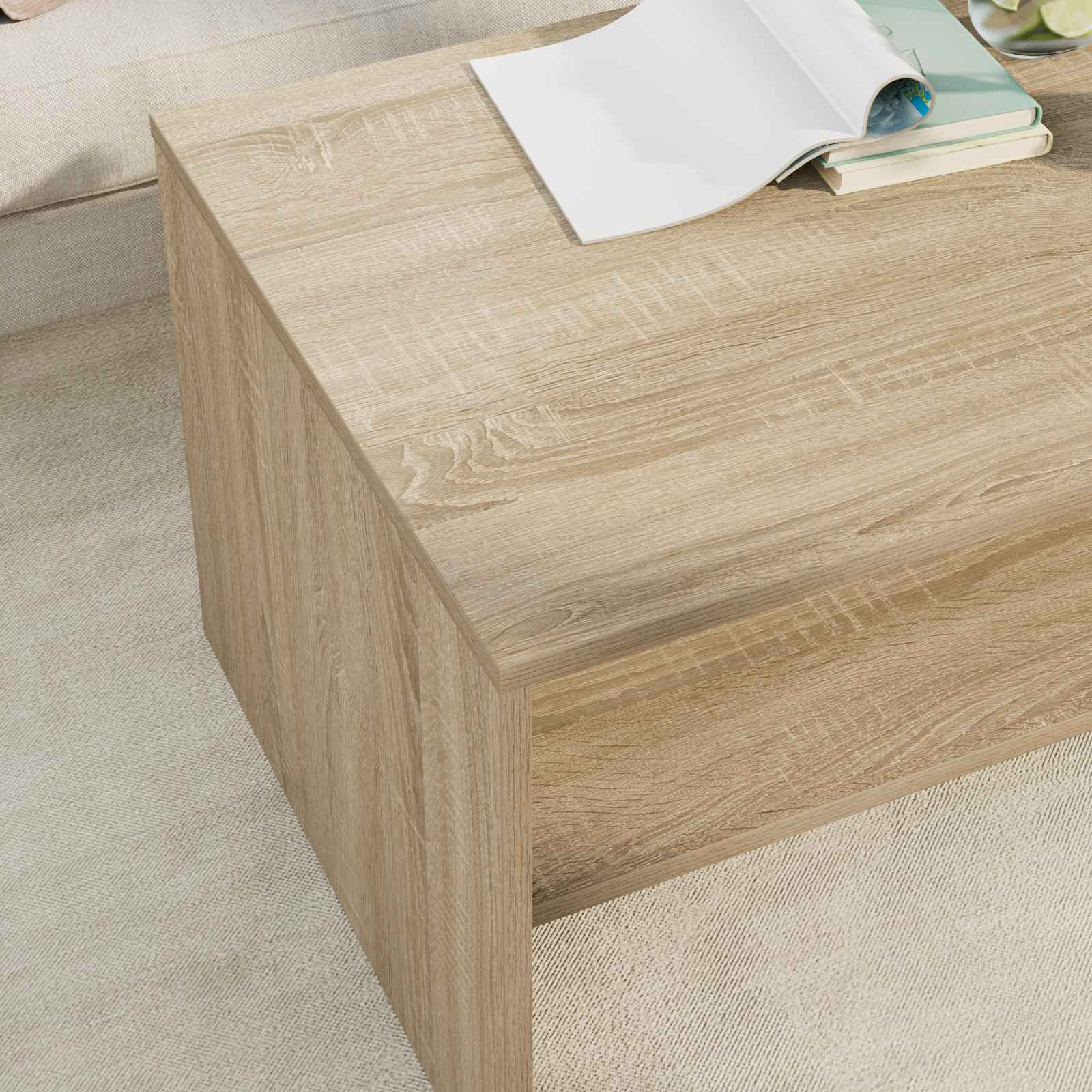 Salontafel Sonoma Eiken 80 x 50 x 40 cm Bewerkt hout is nu te koop bij PeponiXL, paradijselijk wonen!