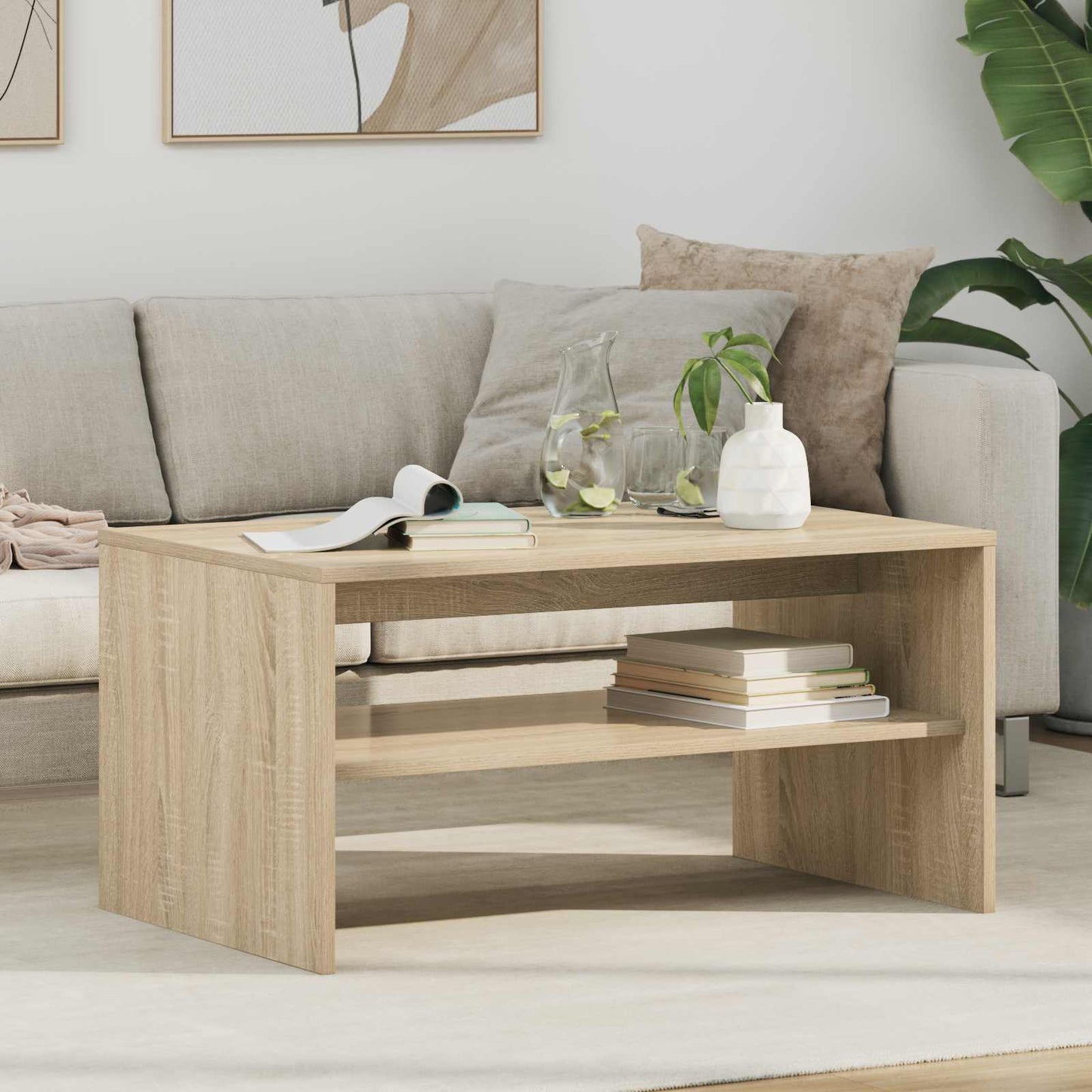 Salontafel Sonoma Eiken 80 x 50 x 40 cm Bewerkt hout is nu te koop bij PeponiXL, paradijselijk wonen!