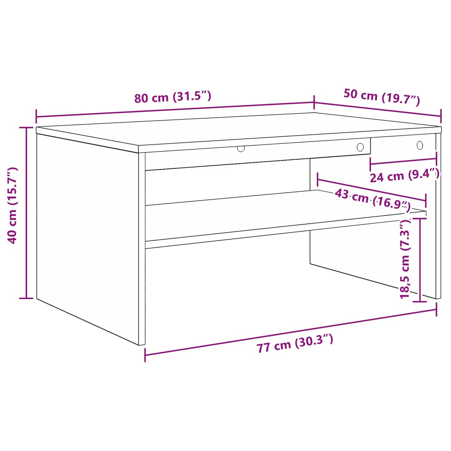 Salontafel Sonoma Eiken 80 x 50 x 40 cm Bewerkt hout is nu te koop bij PeponiXL, paradijselijk wonen!