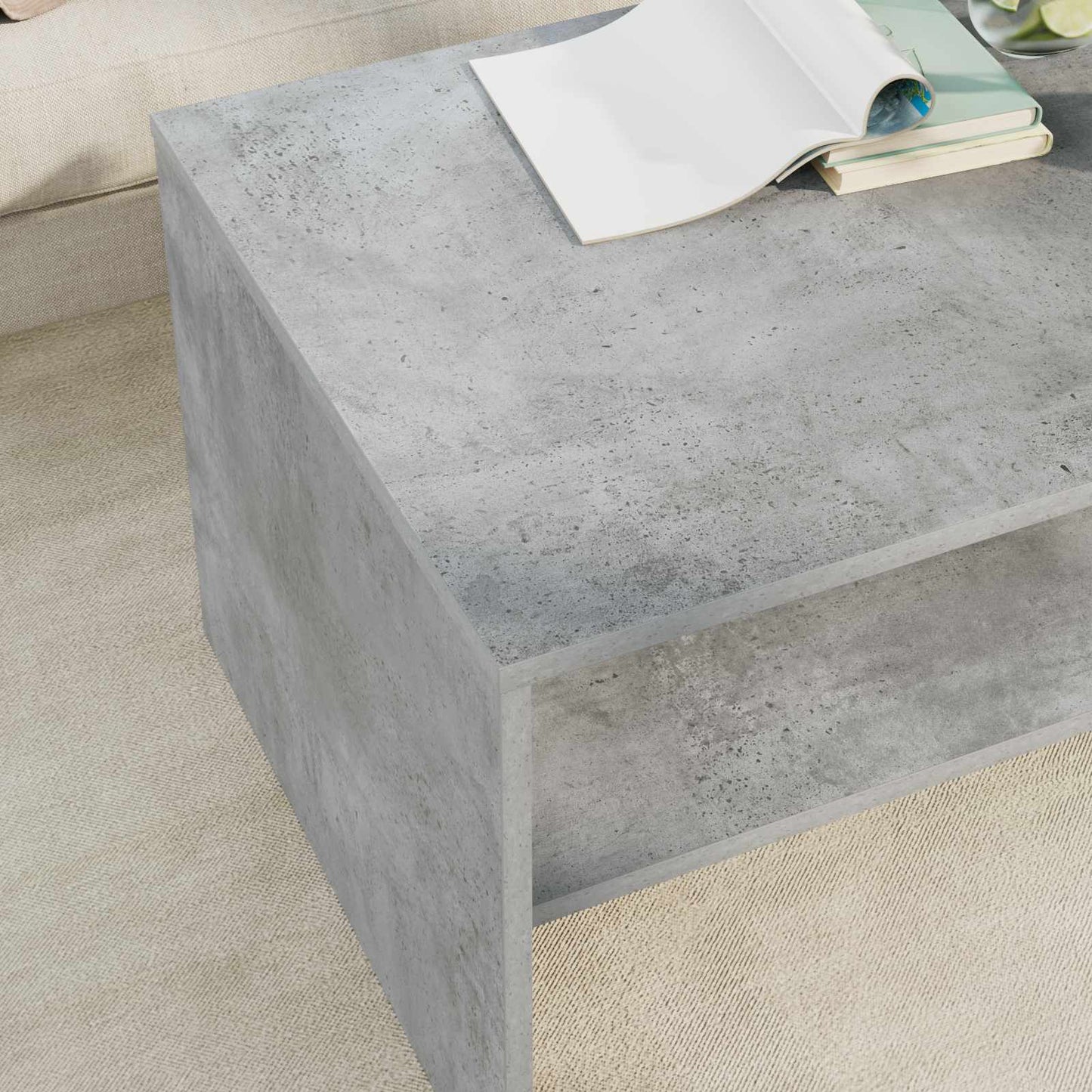 Salontafel Beton Grijs 80 x 50 x 40 cm Bewerkt hout is nu te koop bij PeponiXL, paradijselijk wonen!