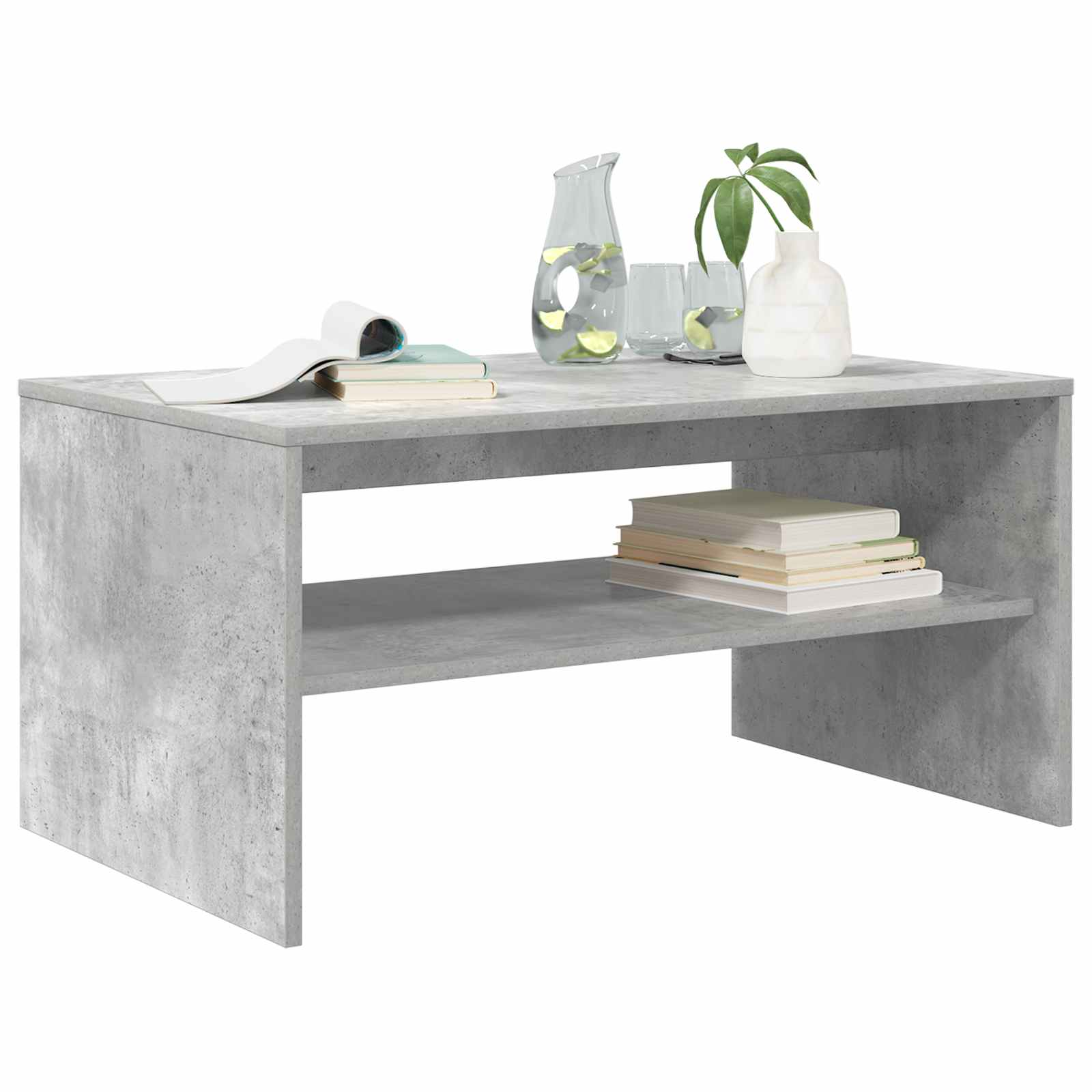 Salontafel Beton Grijs 80 x 50 x 40 cm Bewerkt hout is nu te koop bij PeponiXL, paradijselijk wonen!