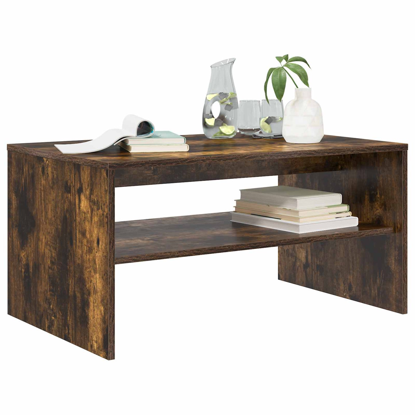 Salontafel Gerookt eiken 80 x 50 x 40 cm Bewerkt hout is nu te koop bij PeponiXL, paradijselijk wonen!