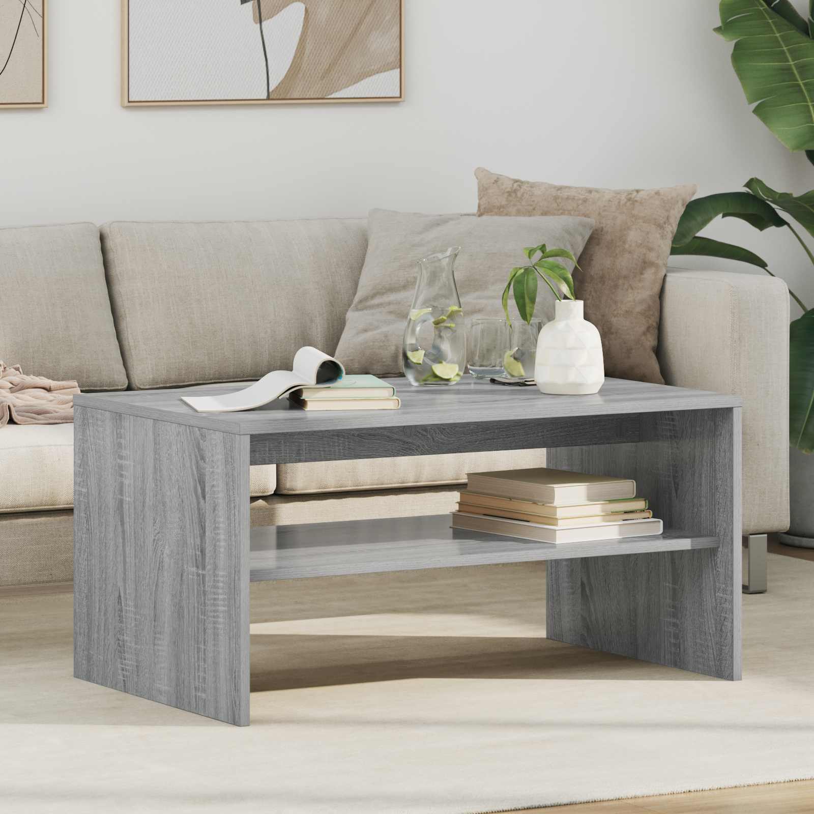 Salontafel Grijs Sonoma 80 x 50 x 40 cm Bewerkt hout is nu te koop bij PeponiXL, paradijselijk wonen!