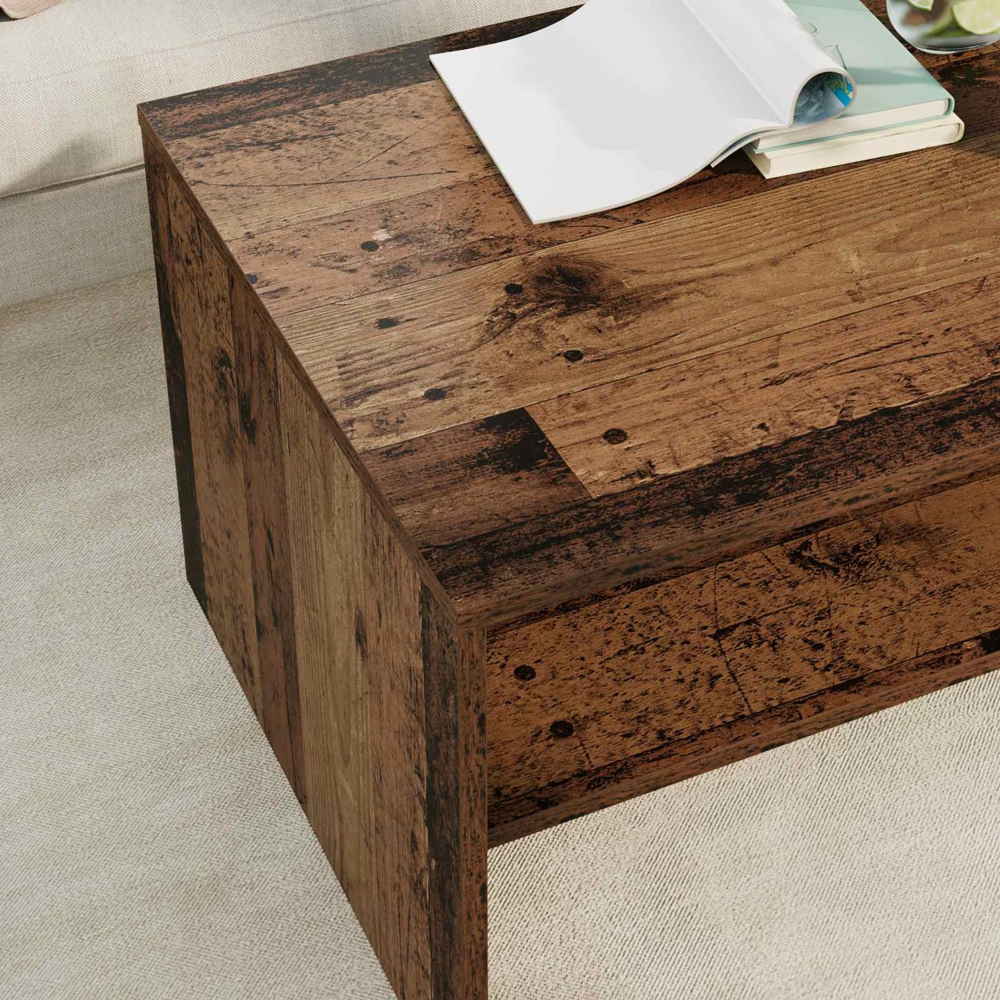 Salontafel Oudhout 80 x 50 x 40 cm Bewerkt hout is nu te koop bij PeponiXL, paradijselijk wonen!