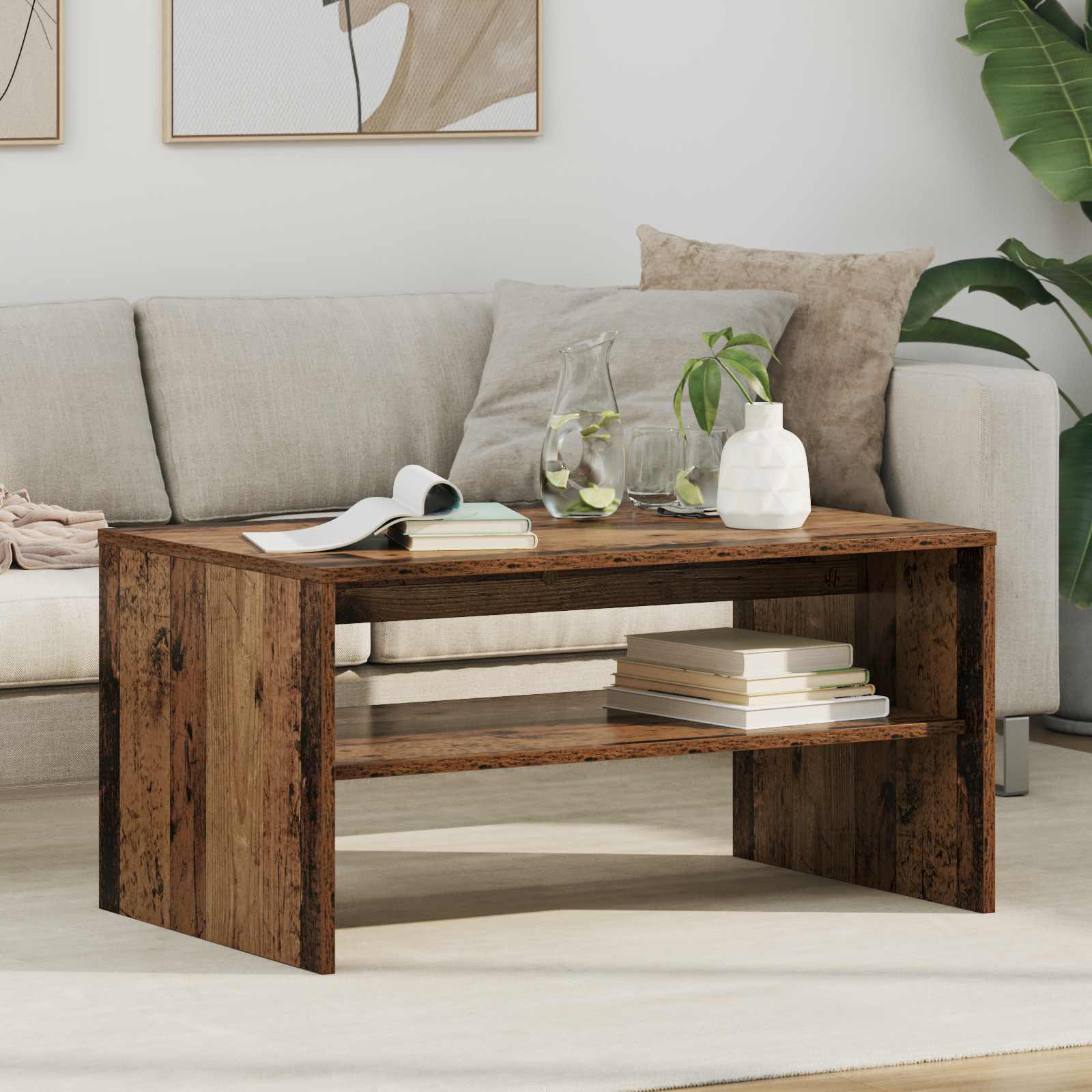 Salontafel Oudhout 80 x 50 x 40 cm Bewerkt hout is nu te koop bij PeponiXL, paradijselijk wonen!