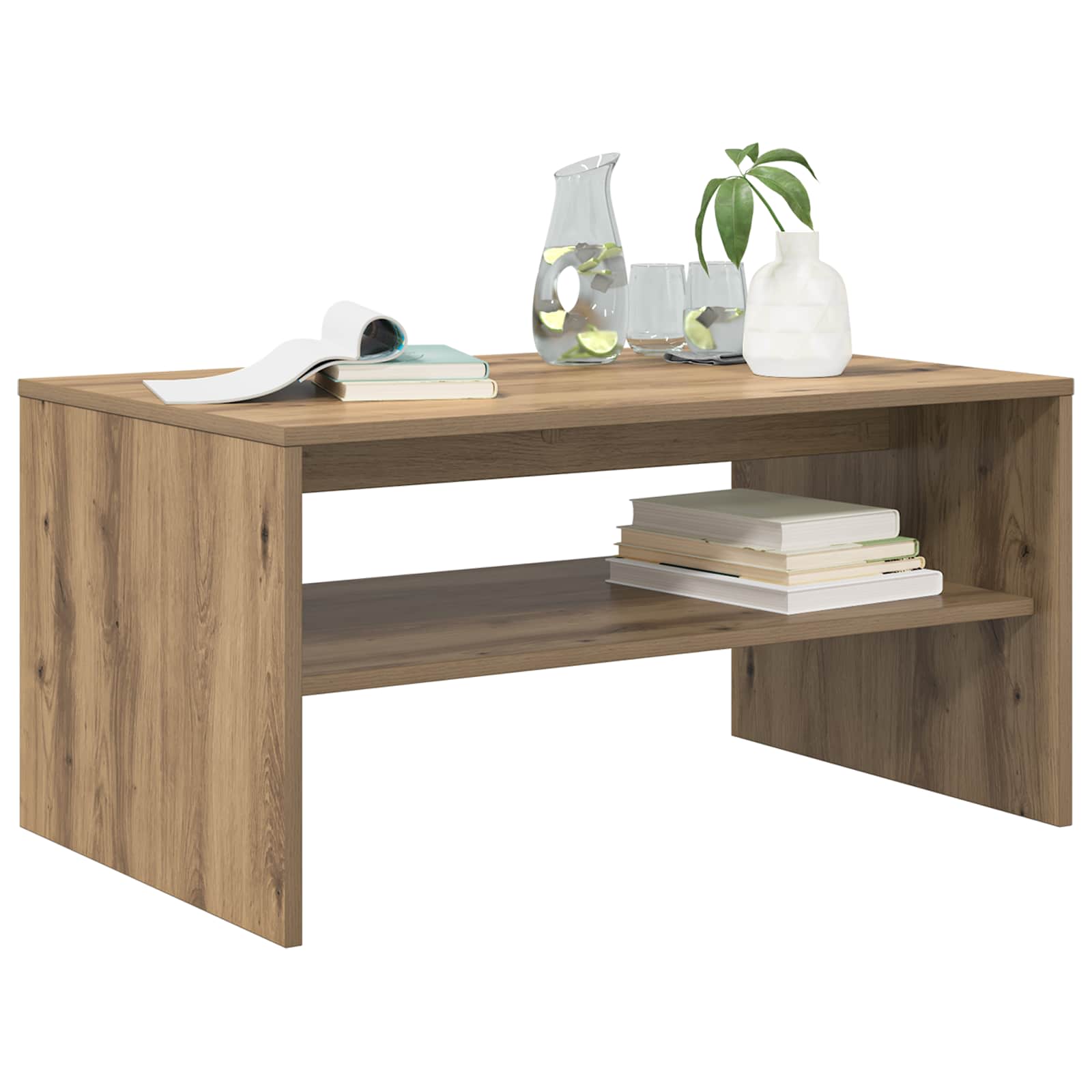 Salontafel Artisan Eiken 80 x 50 x 40 cm Bewerkt hout is nu te koop bij PeponiXL, paradijselijk wonen!