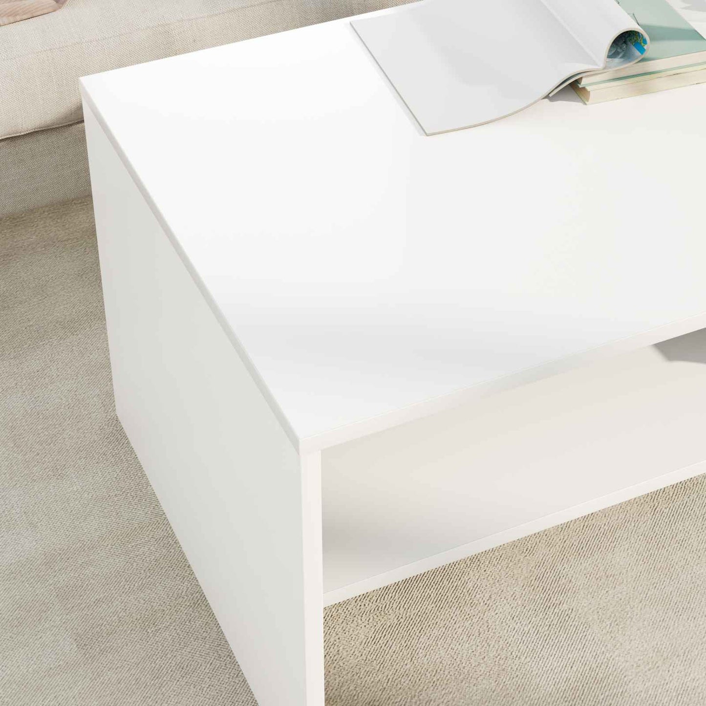 Salontafel Wit 100 x 50 x 40 cm Bewerkt hout is nu te koop bij PeponiXL, paradijselijk wonen!