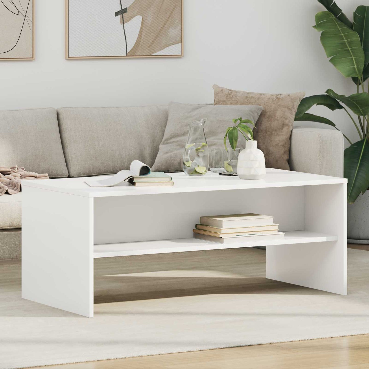 Salontafel Wit 100 x 50 x 40 cm Bewerkt hout is nu te koop bij PeponiXL, paradijselijk wonen!
