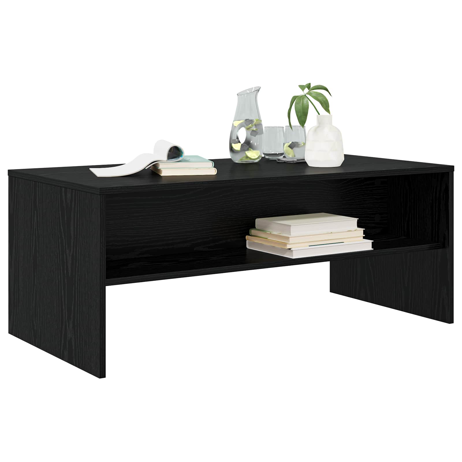 Salontafel Zwart Eiken 100 x 50 x 40 cm Bewerkt hout is nu te koop bij PeponiXL, paradijselijk wonen!