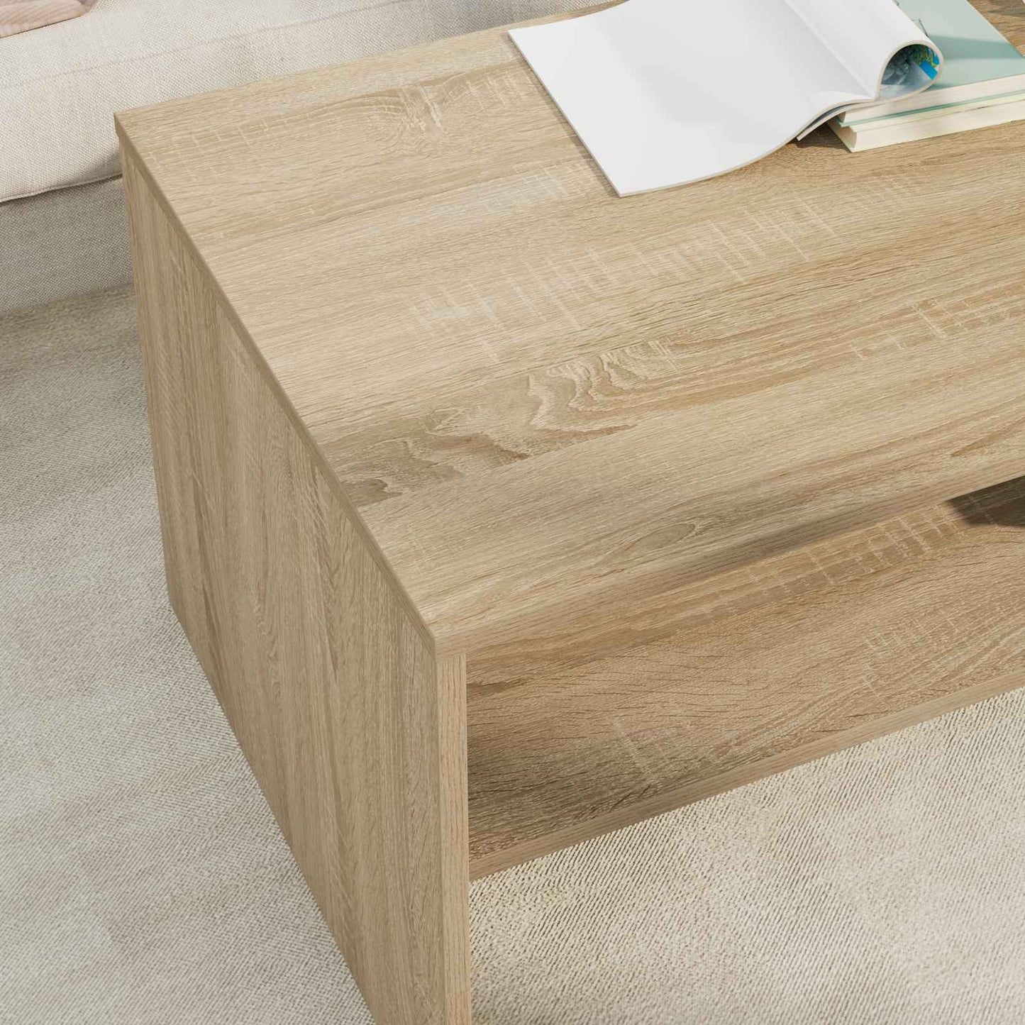 Salontafel Sonoma Eiken 100 x 50 x 40 cm Bewerkt hout is nu te koop bij PeponiXL, paradijselijk wonen!