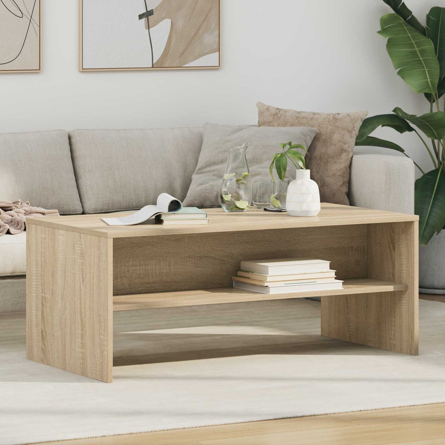 Salontafel Sonoma Eiken 100 x 50 x 40 cm Bewerkt hout is nu te koop bij PeponiXL, paradijselijk wonen!