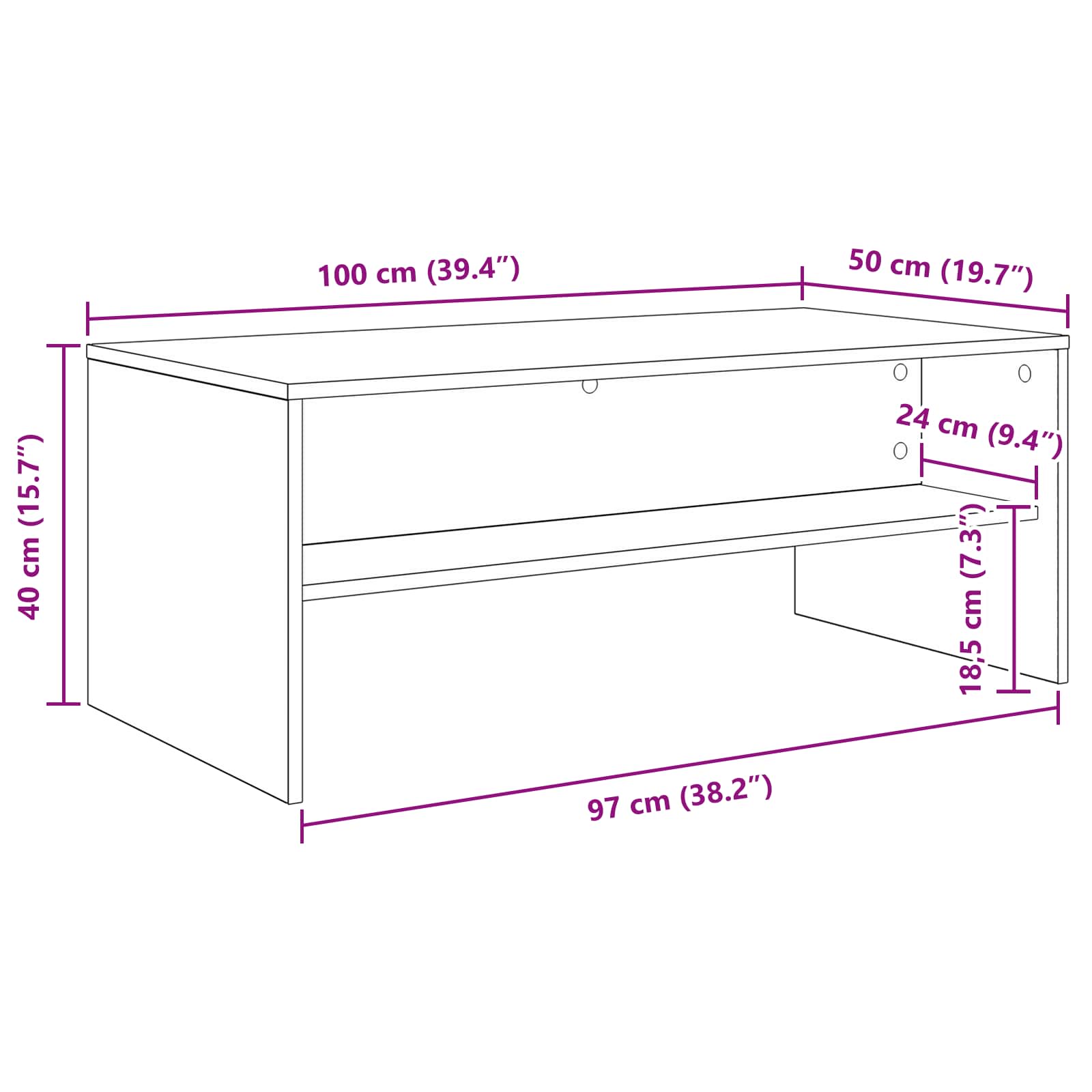 Salontafel Sonoma Eiken 100 x 50 x 40 cm Bewerkt hout is nu te koop bij PeponiXL, paradijselijk wonen!