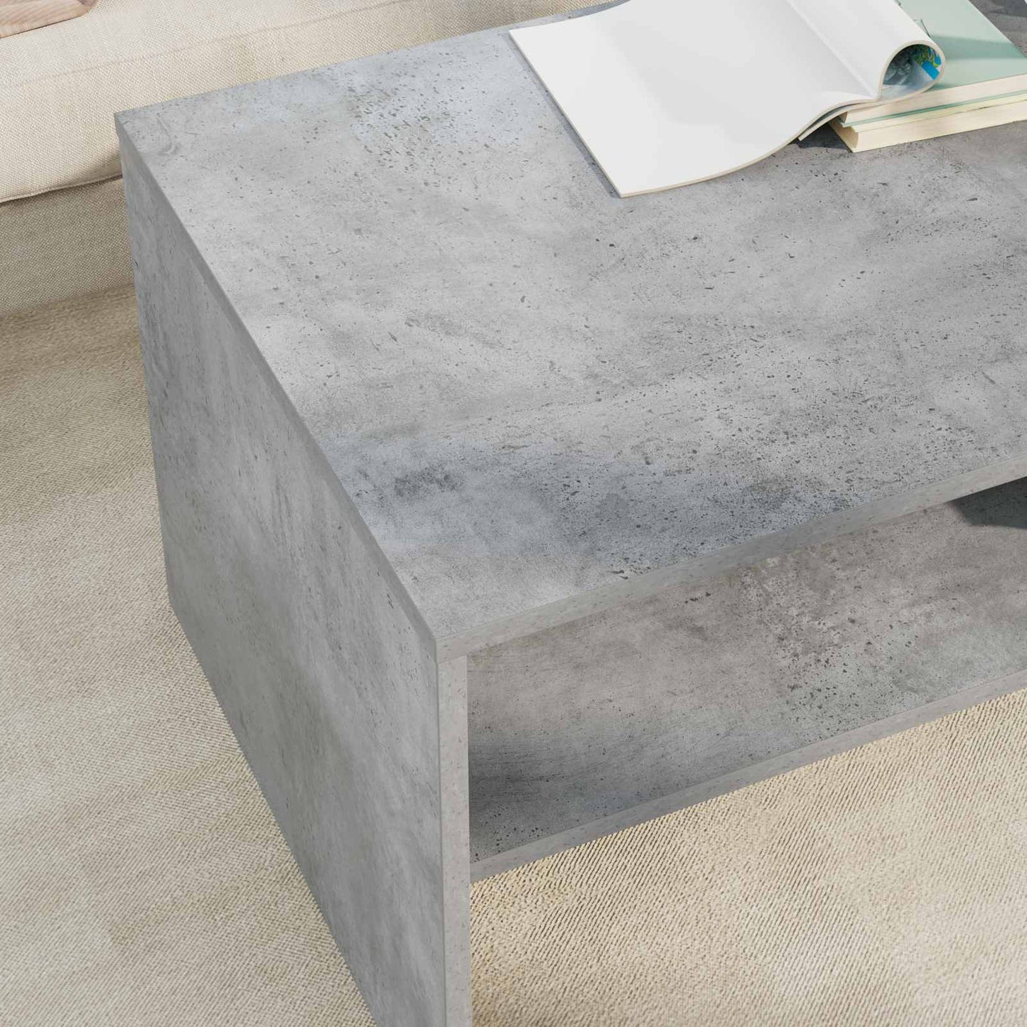 Salontafel Beton Grijs 100 x 50 x 40 cm Bewerkt hout is nu te koop bij PeponiXL, paradijselijk wonen!