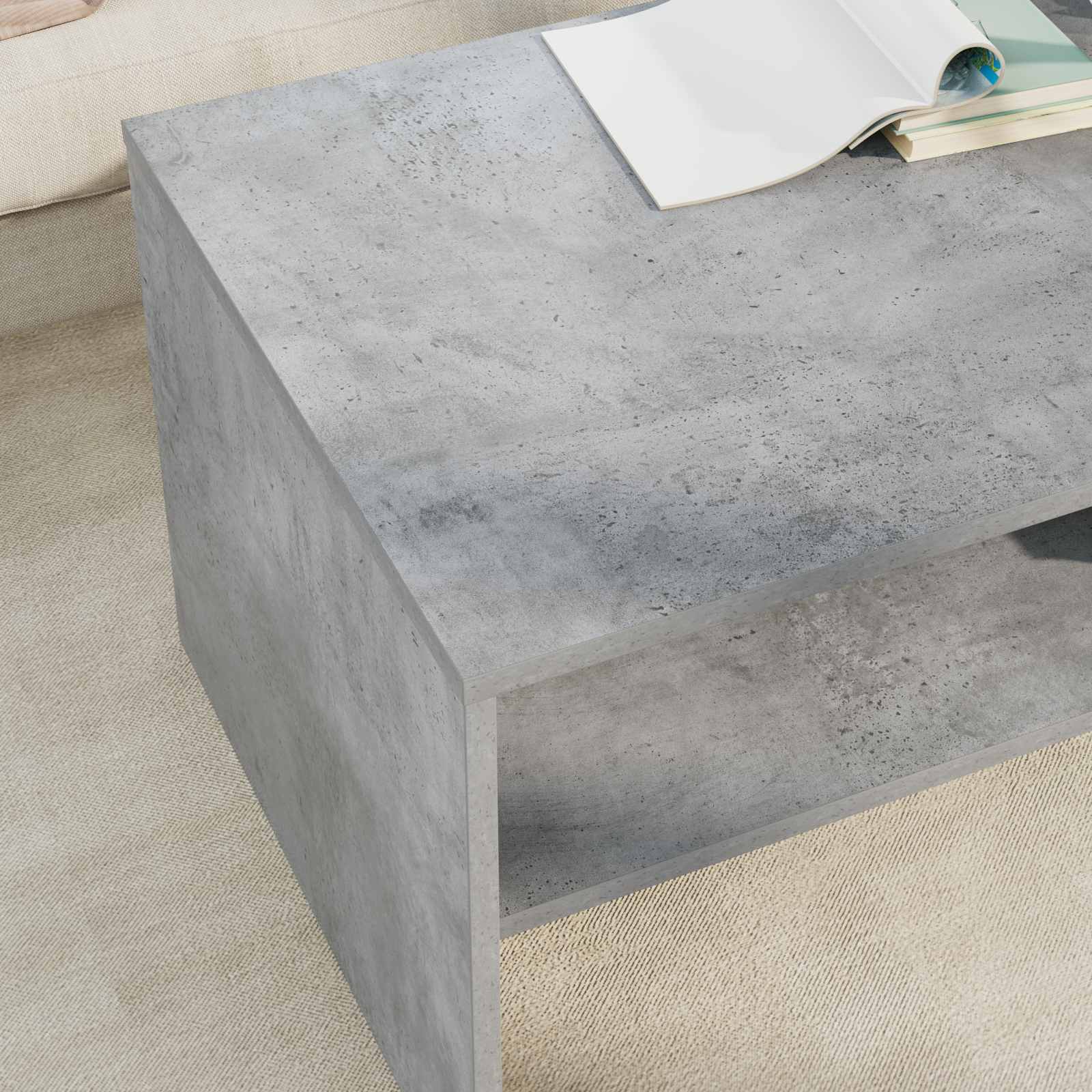 Salontafel Beton Grijs 100 x 50 x 40 cm Bewerkt hout is nu te koop bij PeponiXL, paradijselijk wonen!