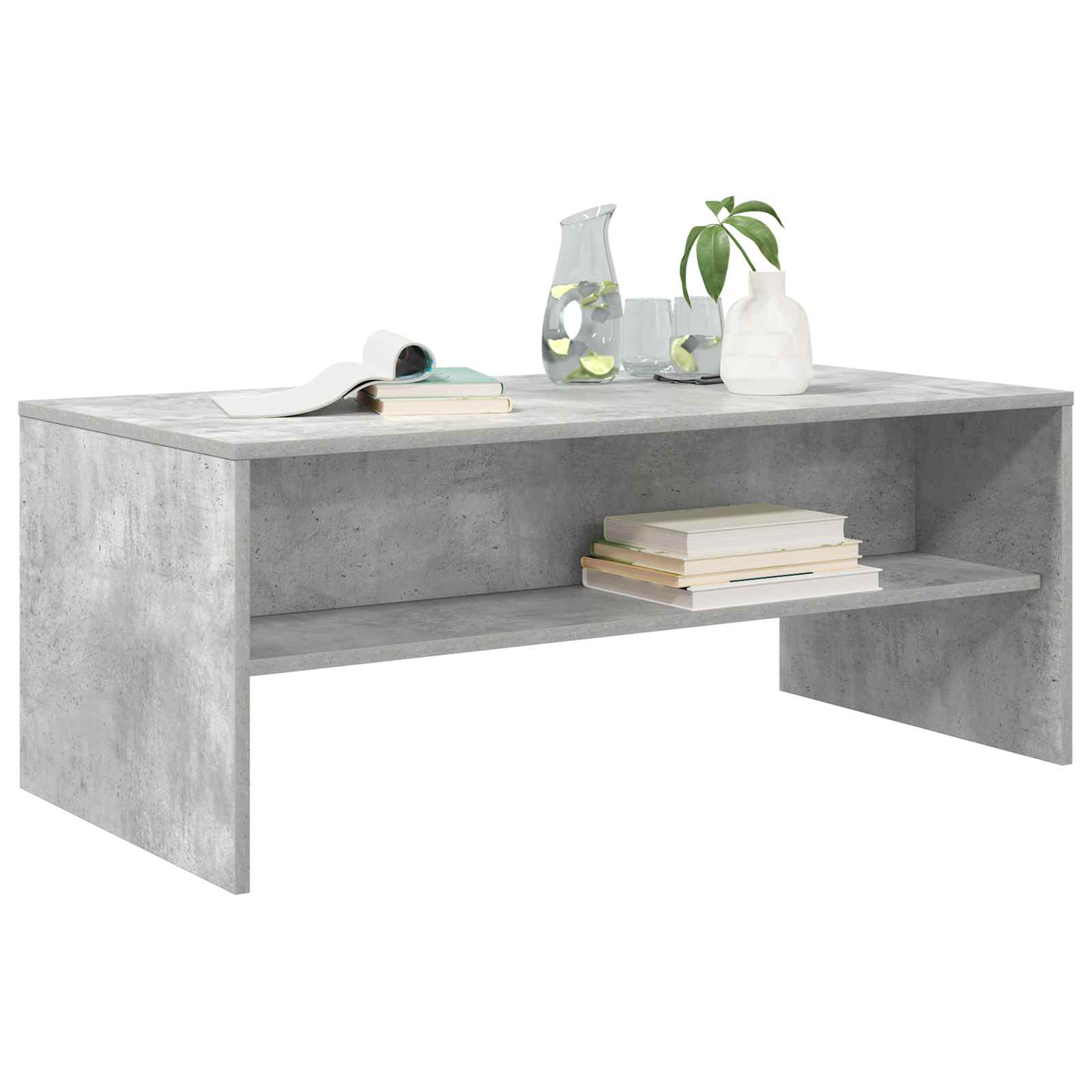 Salontafel Beton Grijs 100 x 50 x 40 cm Bewerkt hout is nu te koop bij PeponiXL, paradijselijk wonen!