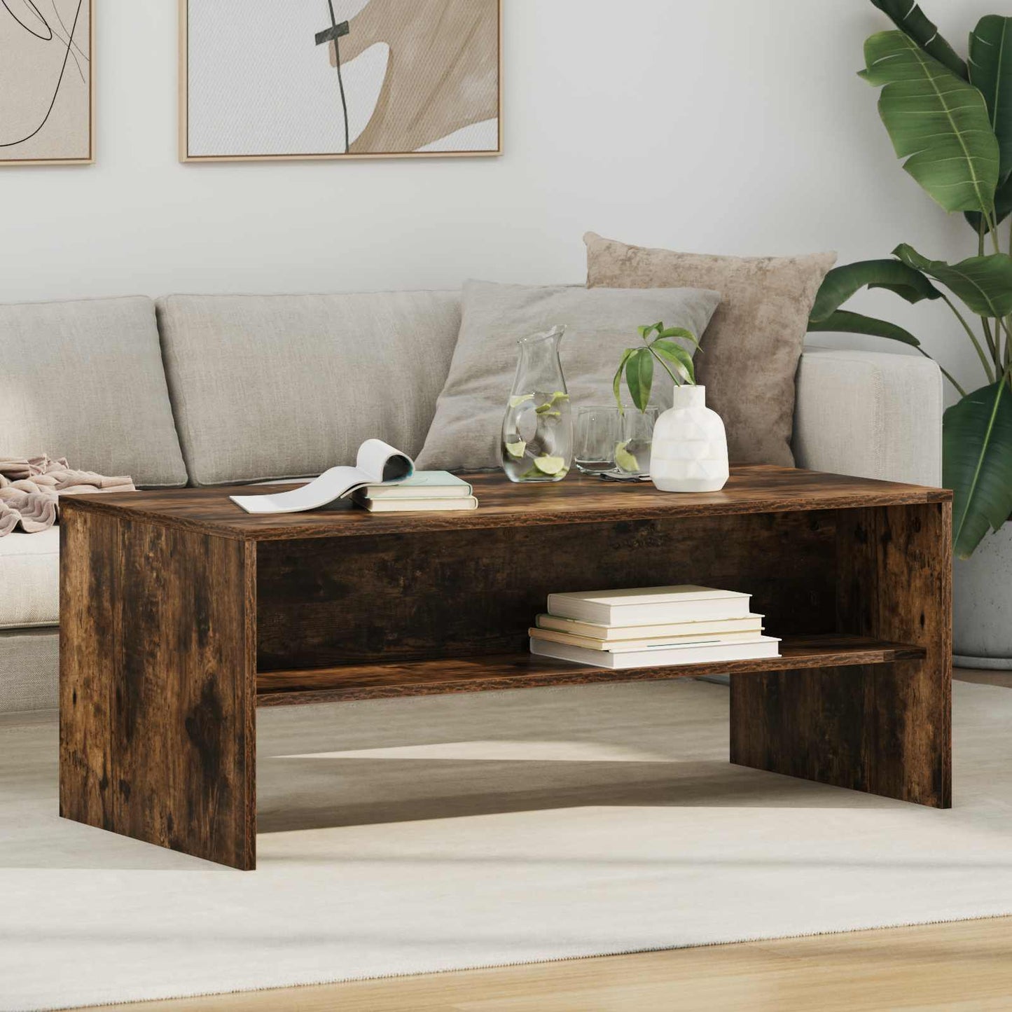 Salontafel Gerookt eiken 100 x 50 x 40 cm Bewerkt hout is nu te koop bij PeponiXL, paradijselijk wonen!